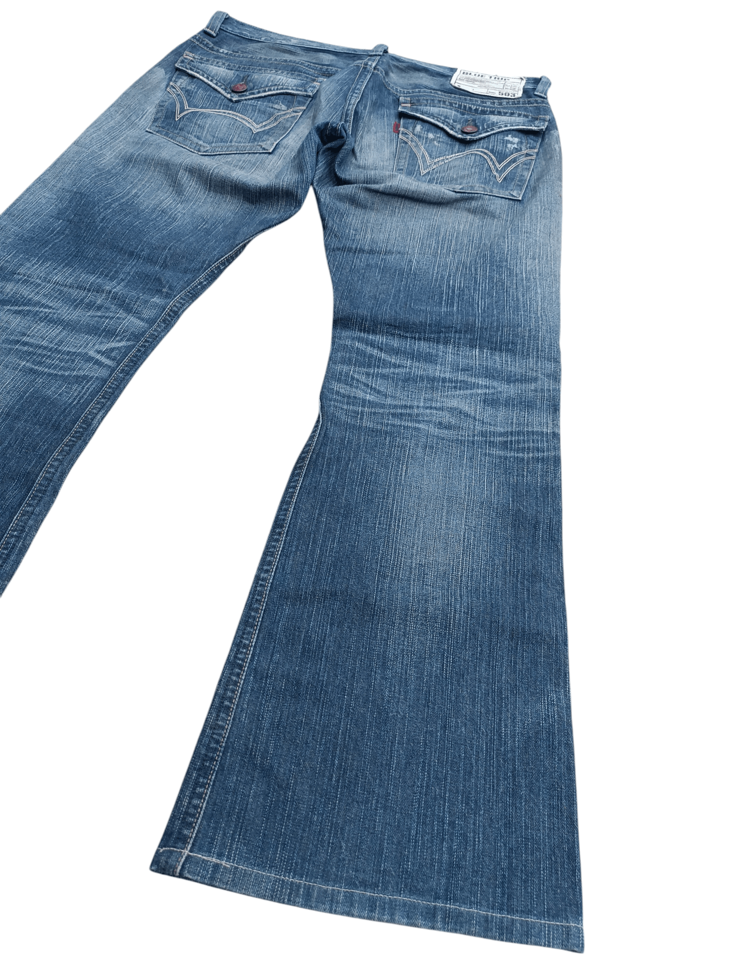 Edwin FLARED Edwin 503 Blue Trip Dirty Mud Wash Distressed Jeans Size US 35 - 4 Thumbnail
