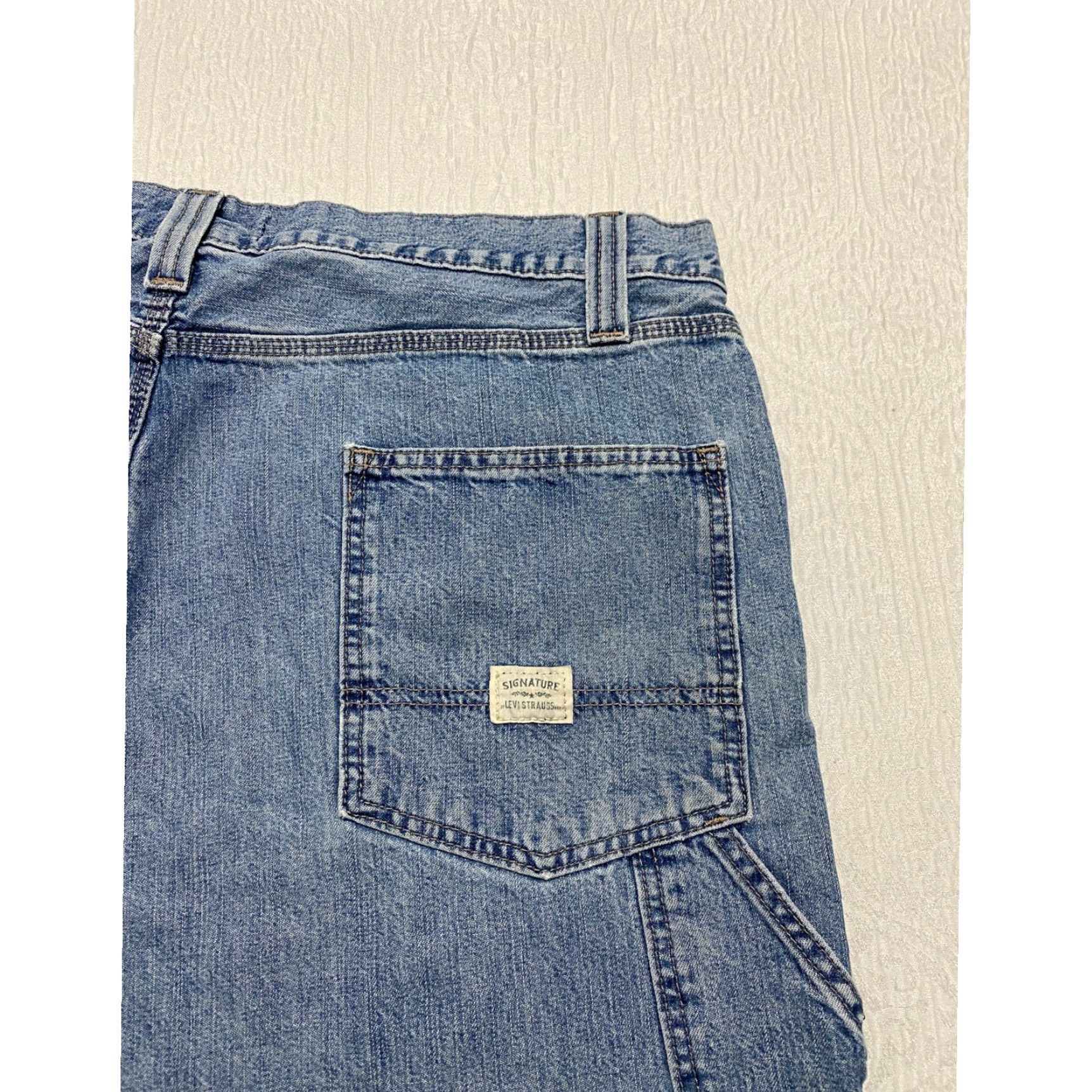 Vintage Levi Strauss Signature Carpenter Jeans Light Wash Denim Mens Size 40x29 Wide Leg Relaxed Fit Workwear Denim Pants Jeans Mens 40 29 blue Carpenter Size US 40 / EU 56 - 3 Thumbnail