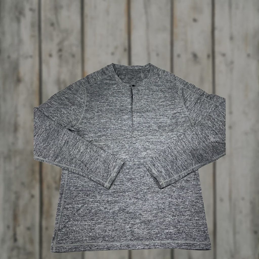 Lululemon Lululemon Surge Henley Button T-Shirt Mens Medium Gray Heather Athletic Long Sleeve Buttoned Pullover Moisture Wicking All Seasons Activewear Shirt Size US M / EU 48-50 / 2 - 1 Thumbnail