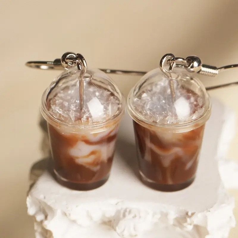 Other Mini Iced Coffee Dangle Resin Drink Cup Jewelry Earrings Size ONE SIZE - 2 Thumbnail