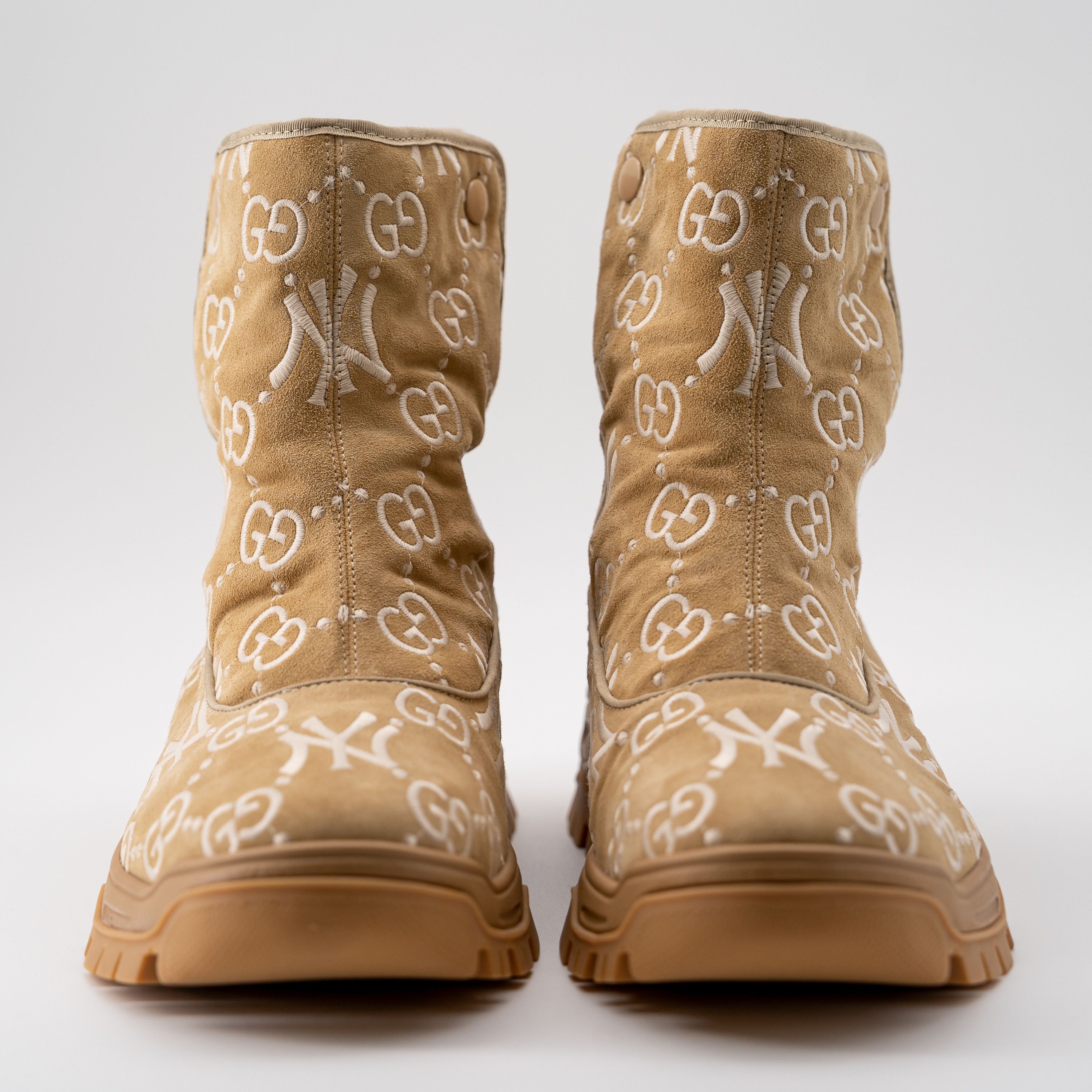 Gucci size 13G - Gucci Yankees Ankle Boots Beige GG NY MLB Size US 14 / EU 47 - 2 Thumbnail