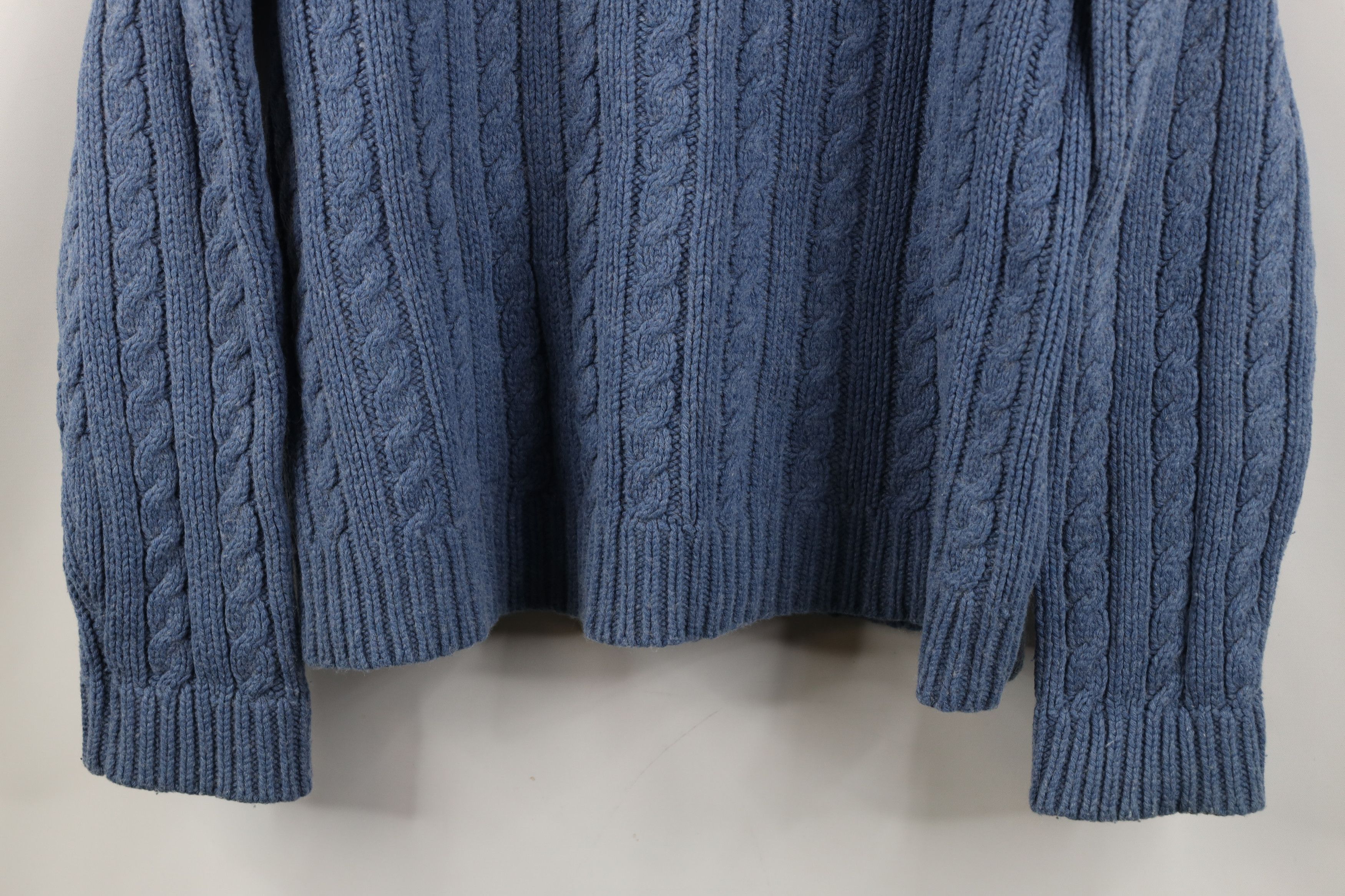 J.Crew Vintage 90s J Crew Wool Cable Knit Fisherman Sweater Blue Size US L / EU 52-54 / 3 - 3 Thumbnail