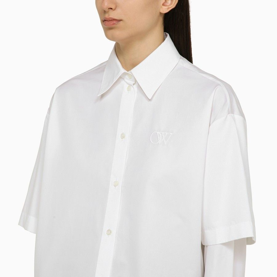 Off-White o1d2blof0924 Cotton Double Shirt in White Size S / US 4 / IT 40 - 4 Thumbnail