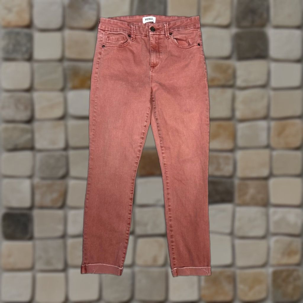 Pistola Pistola Drea Slim Straight Jeans Womens 28 Pink Cotton Scissor Cut Hem 282x5 Adult Women Regular Jeans Size 28" / US 6 / IT 42 - 1 Thumbnail