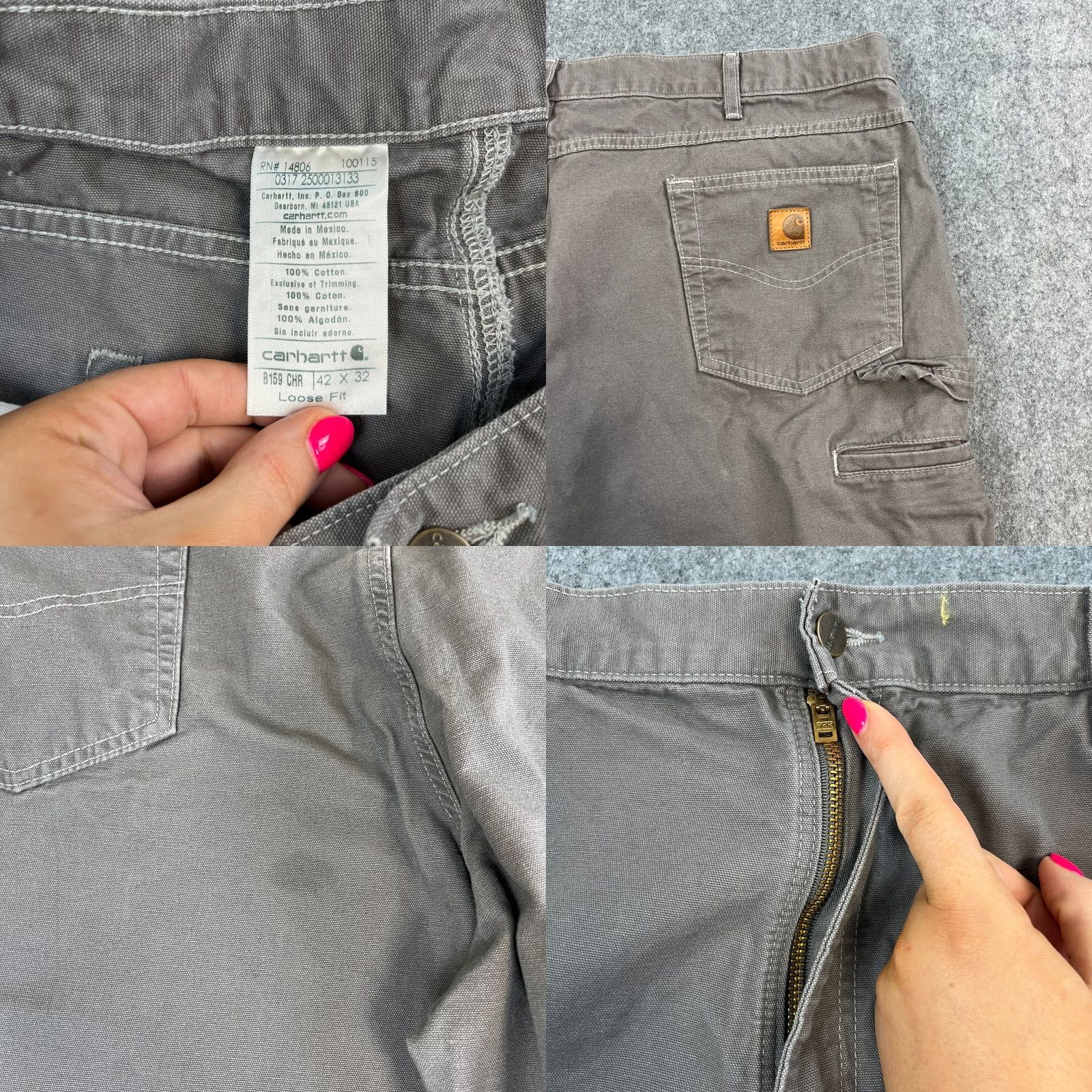 Carhartt VINTAGE Carhartt Mens Carpenter Jeans Cargo Trousers Relaxed Fit 40 32 Grey B159 CHR Size US 40 / EU 56 - 8 Thumbnail