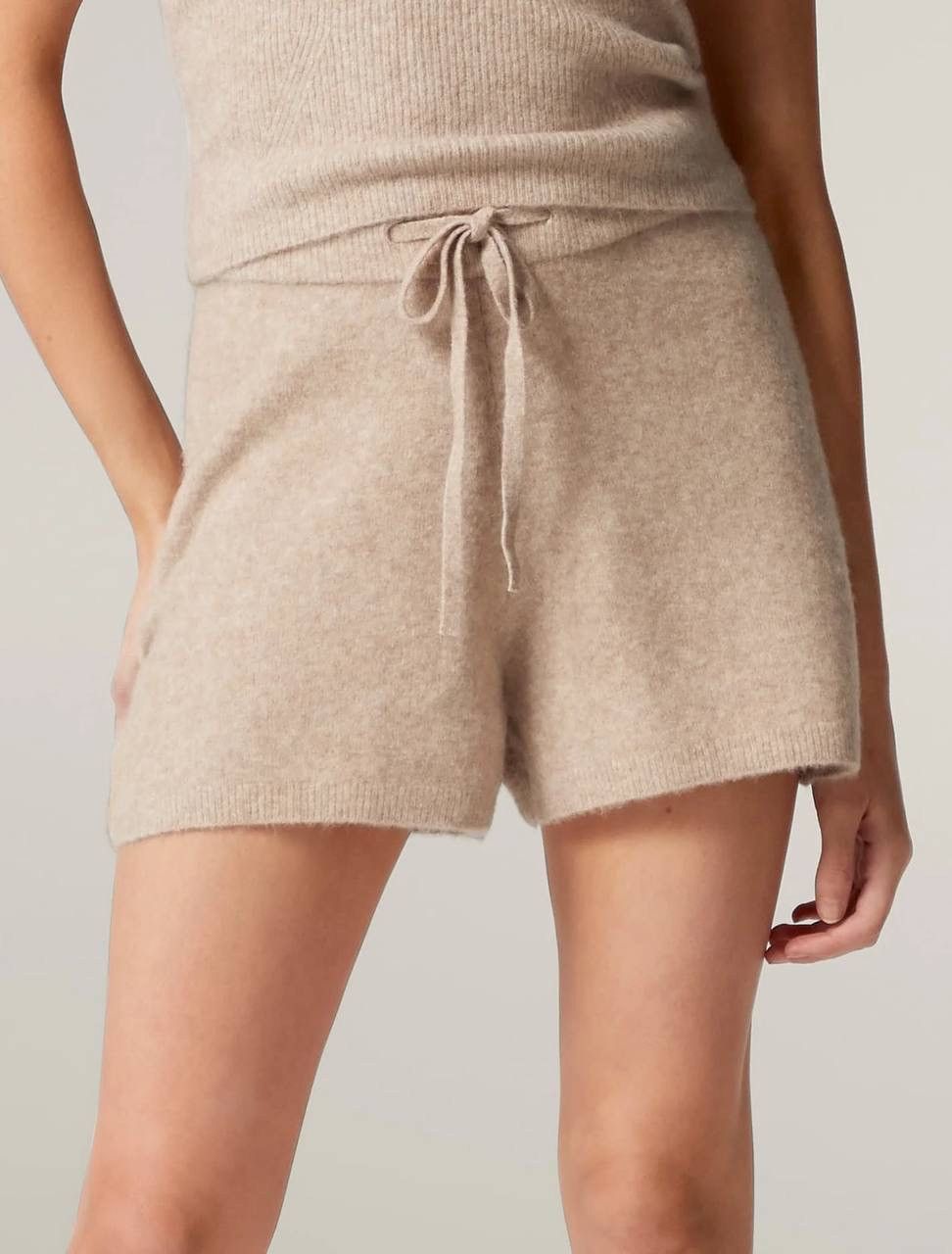 Other Kay Day Womens Beige Knit Drawstring Lounge Shorts Comfort Size 26" / US 2 / IT 38 - 1 Thumbnail