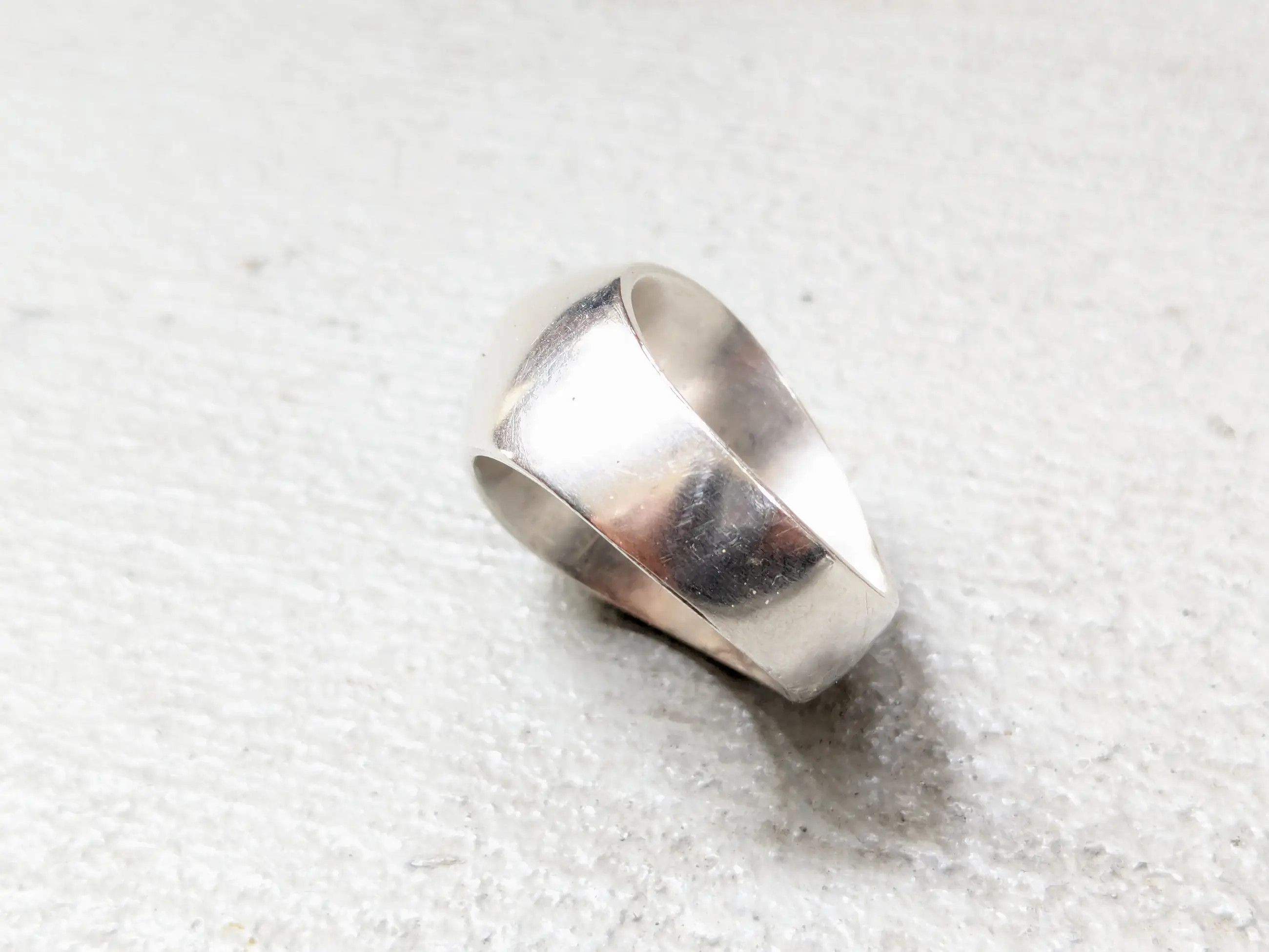 Jewelry Vintage Sterling Silver Ring Turquoise 10.75 Modern Art Deco Size ONE SIZE - 14 Thumbnail