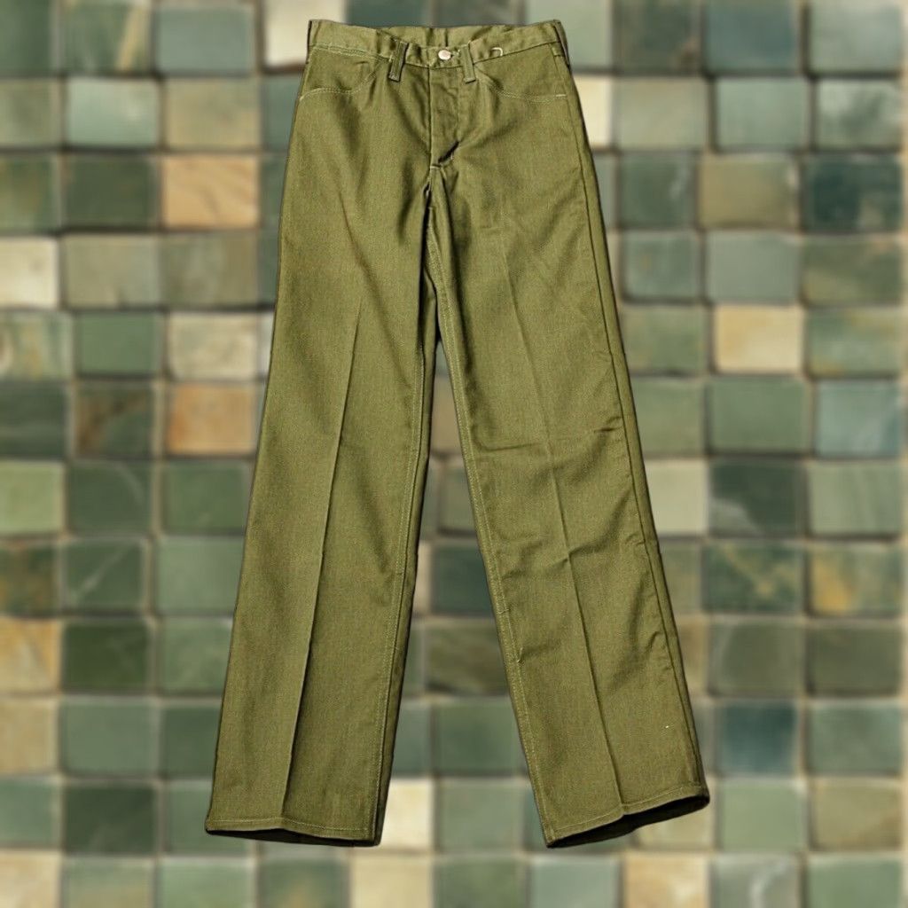Wrangler VINTAGE Wrangler Pants Men's 60s 60s Jeans Cotton Polyester Green 27x32 Regular Inseam 32 Mens Wrangler Sportswear 1960s NOS Size US 27 - 1 Thumbnail