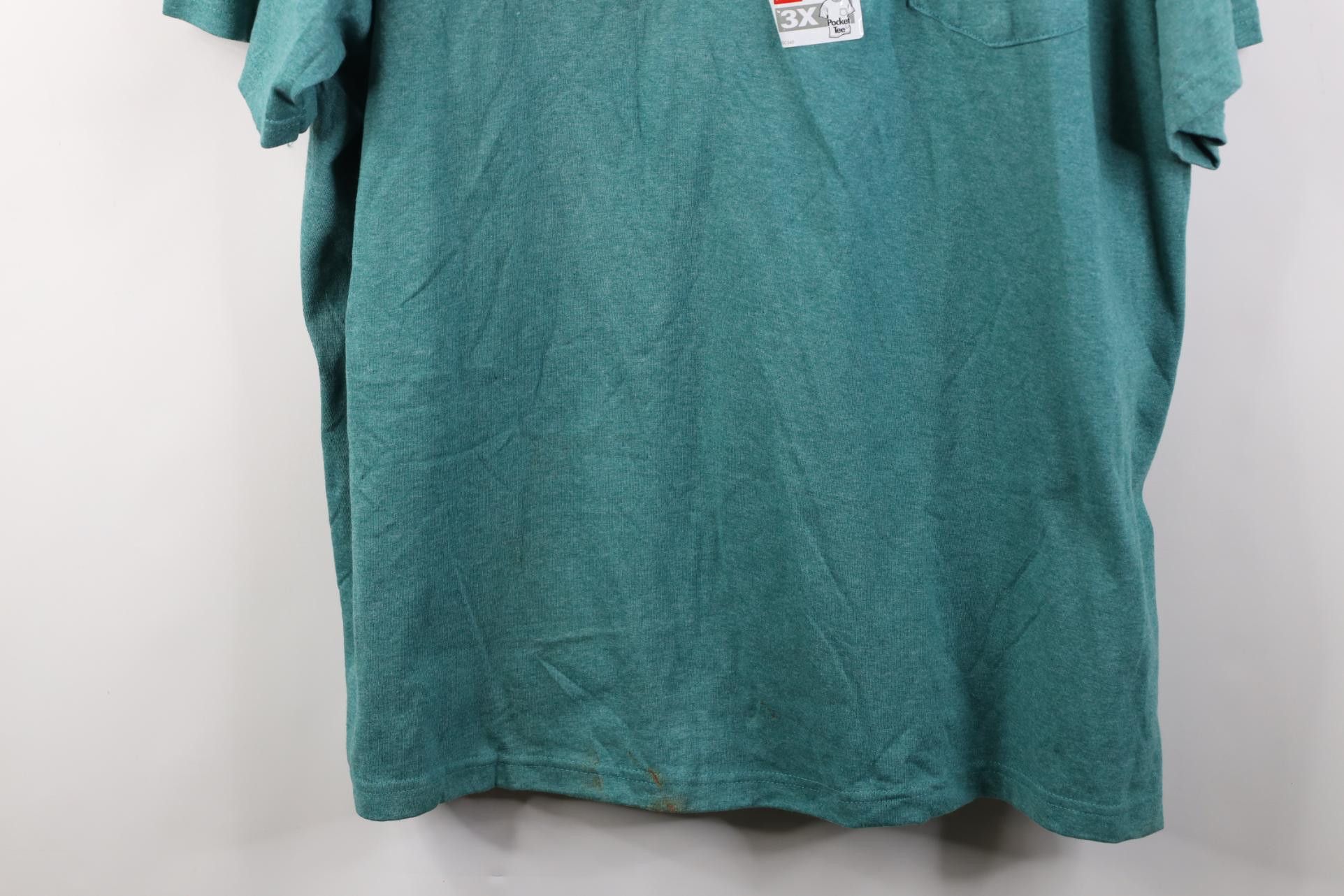 Hanes Deadstock Vintage 90s Hanes T-Shirt Miro Green Heather USA Size US XXL / EU 58 / 5 - 3 Thumbnail