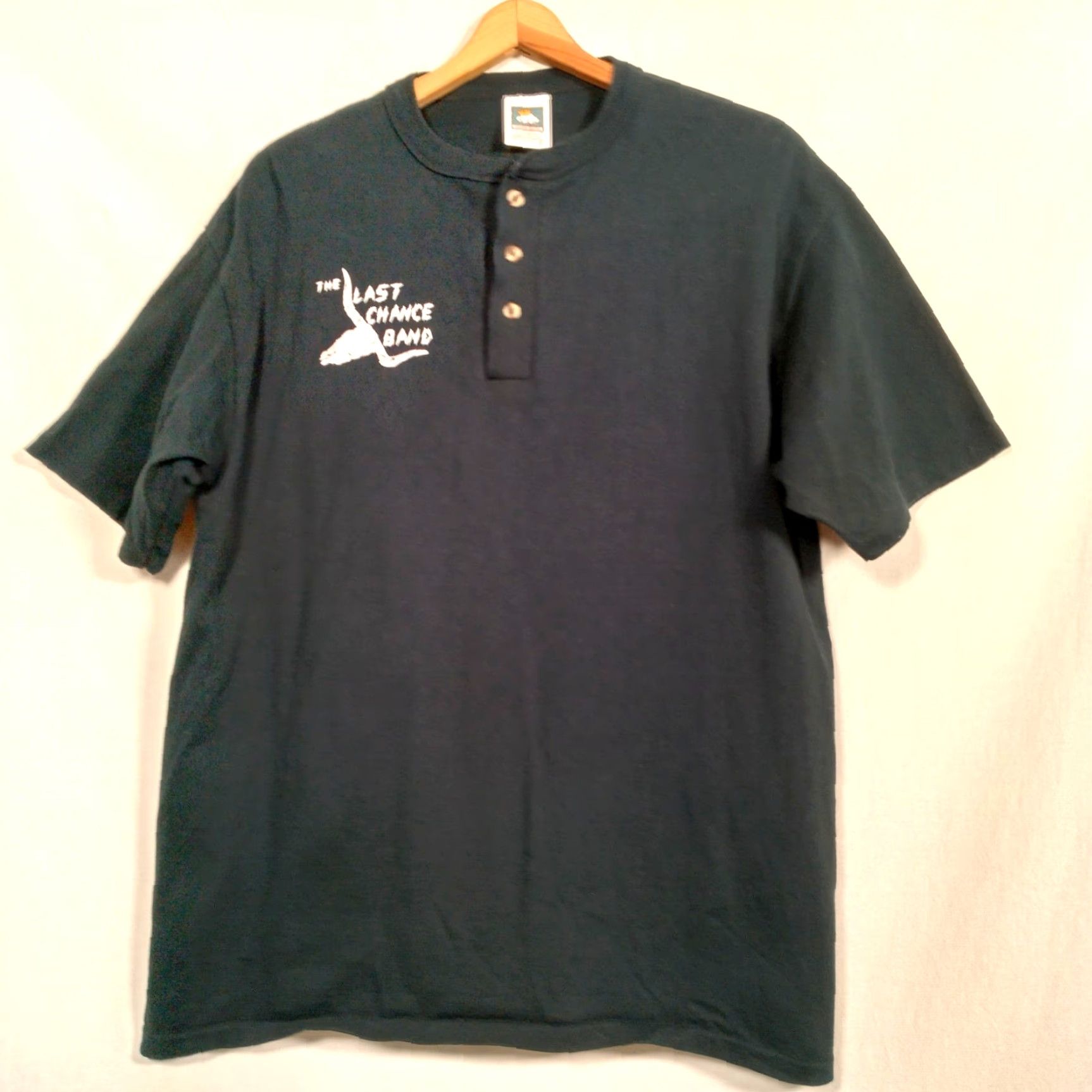 Vintage VINTAGE Cotton Deluxe Band Shirt T-Shirt Henley Short Sleeve Black L Mens Country Music The Last Chance Band Steer Skull 90s? Size US L / EU 52-54 / 3 - 2 Thumbnail