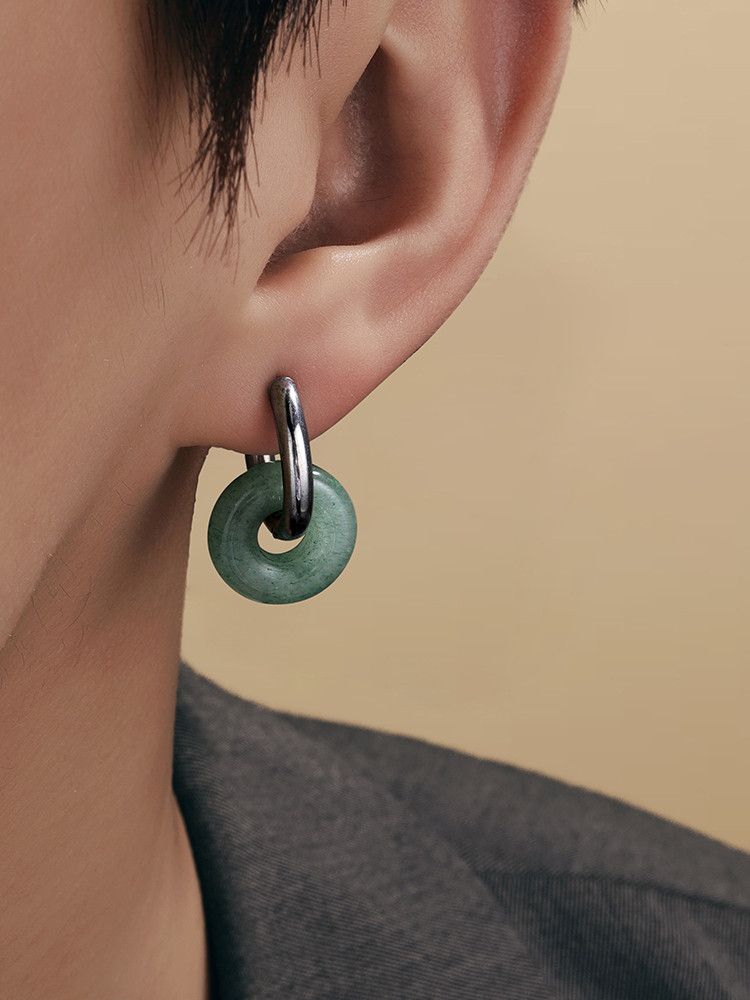 Jewelry × Sterling Silver Jade Dark Earrings Gothic Punk One pairs Jewelry Spike Size ONE SIZE - 4 Thumbnail