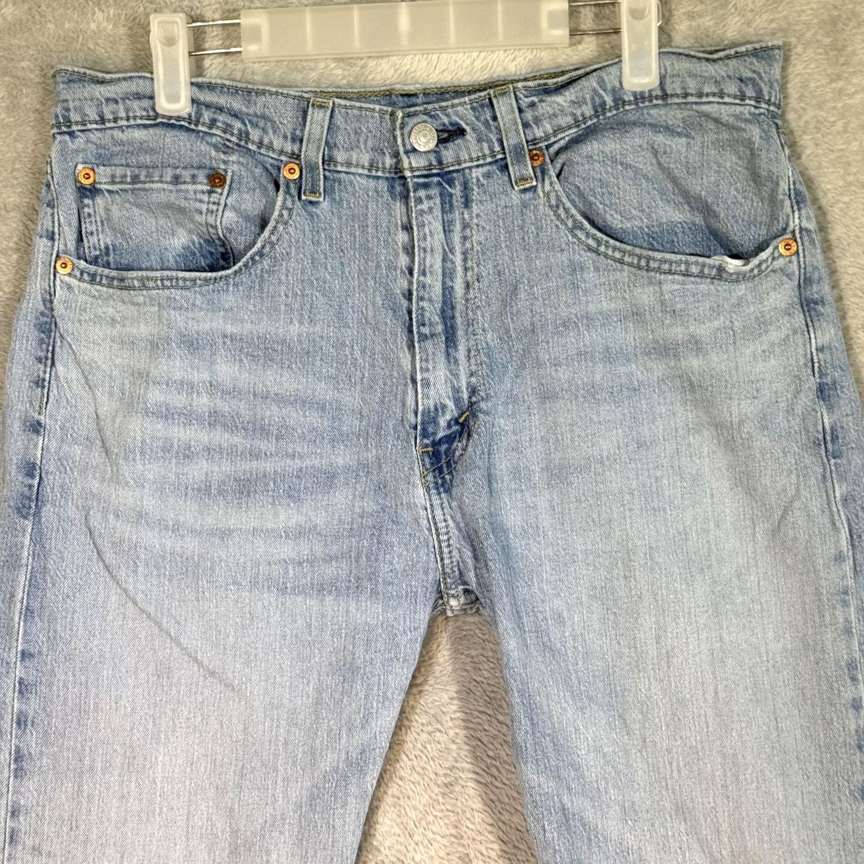 Levi's Levi's 505 Jeans Mens 34x29 Light Wash Straight Leg Stretch Denim Casual Blue Zipper Button Logo Pockets Size US 34 / EU 50 - 2 Thumbnail