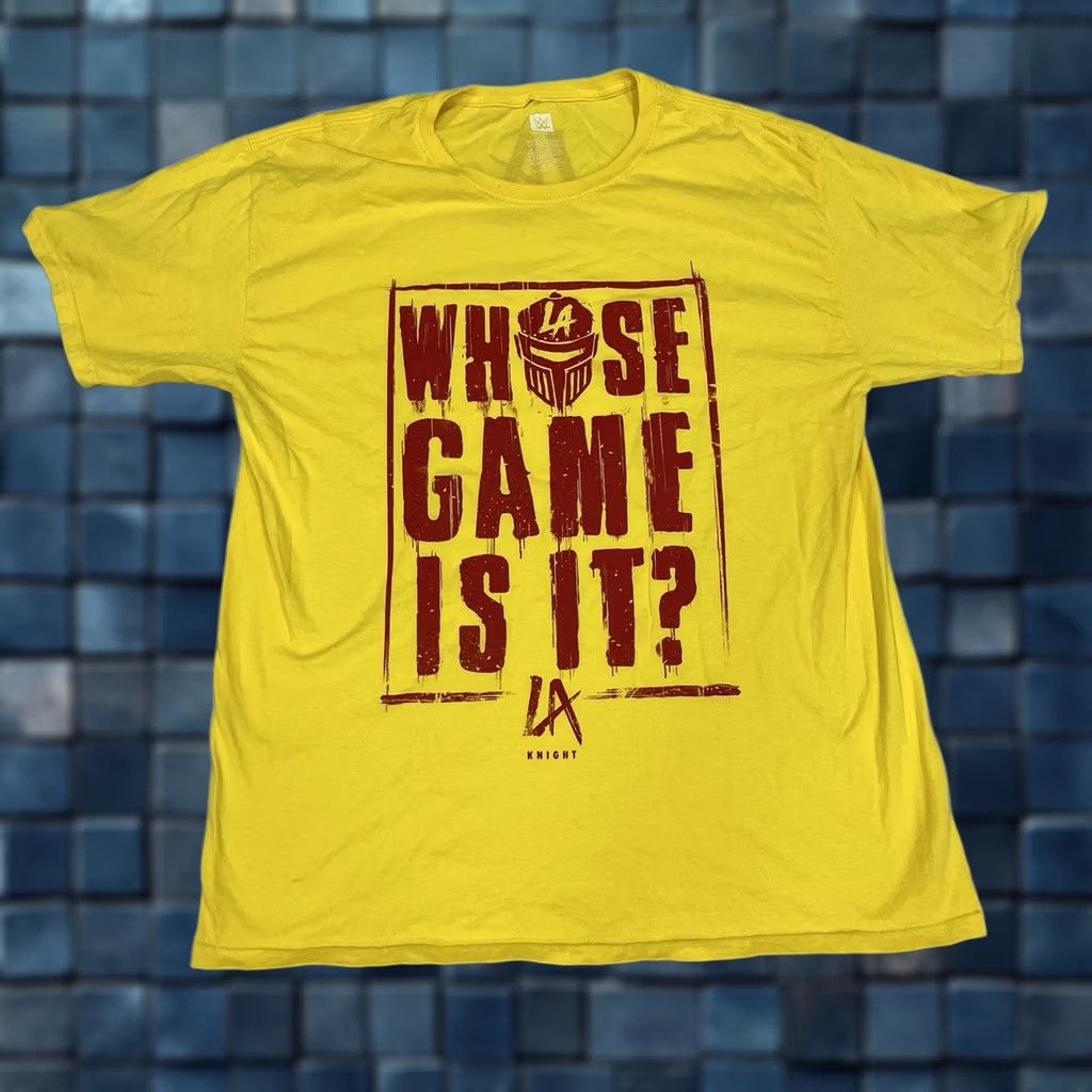 Vintage WWE Authentic LA Knight Whose Game Is It Yellow Graphic T-Shirt Mens L Size US L / EU 52-54 / 3 - 1 Thumbnail