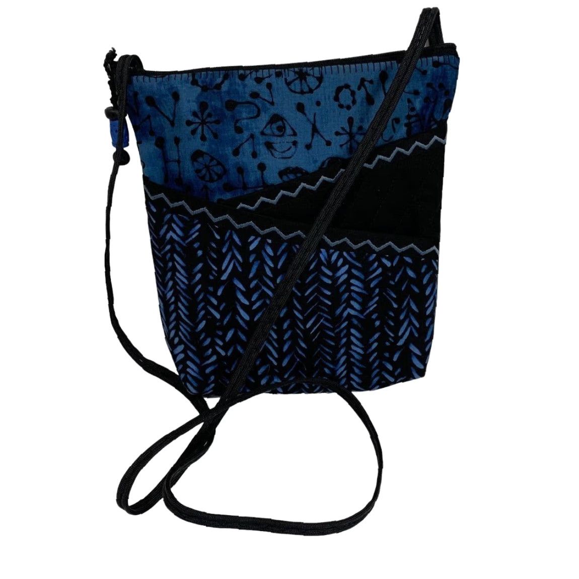 D.Exterior Crossbody Purse Bag Blue Black Boho Print Exterior and Interior Pockets Women Exterior Color Blue Crossbody Style Crossbody 10"h x 9"l Strap Drop 25" Size ONE SIZE - 2 Thumbnail