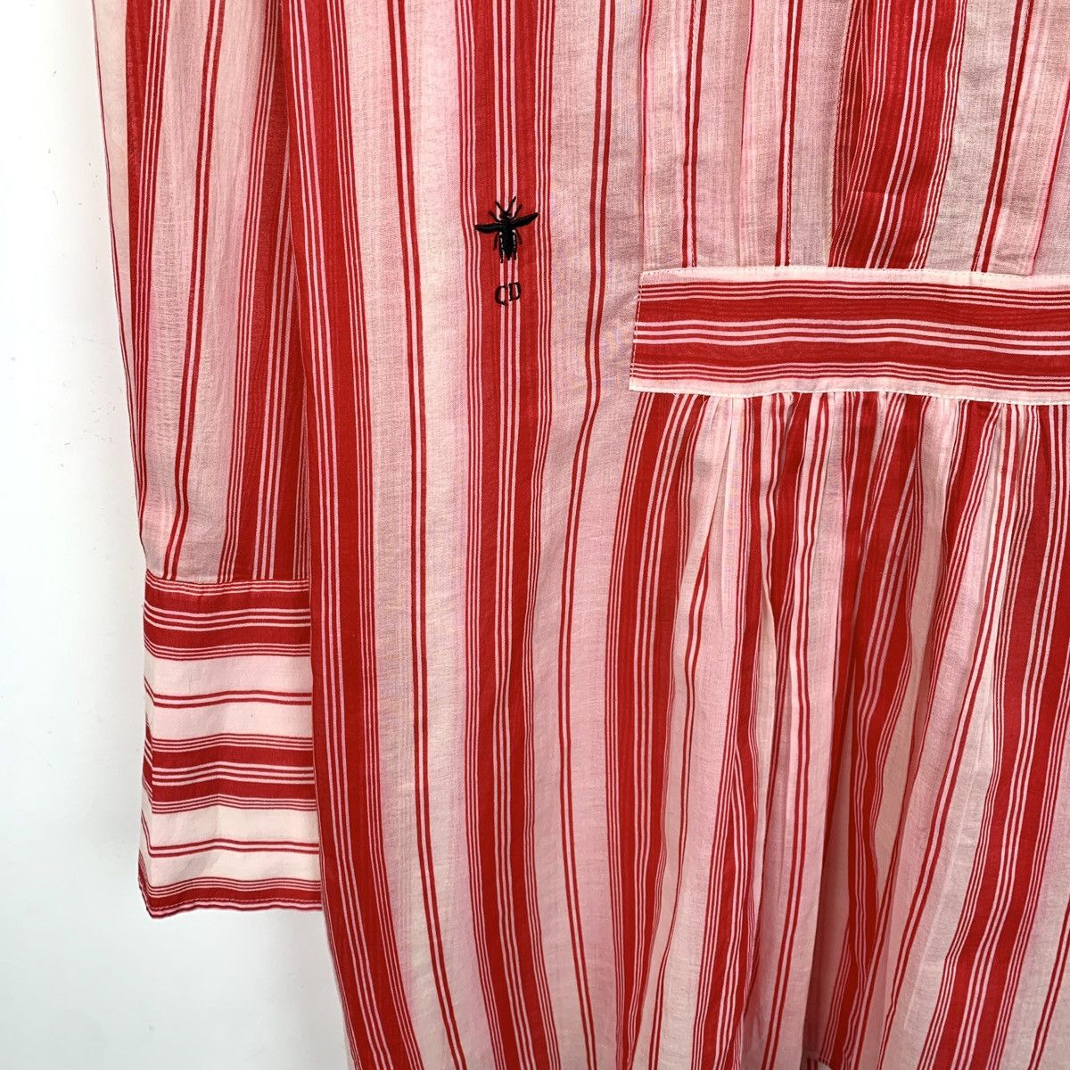 Dior Christian Dior Red Bee Striped Long Sleeve Shirt Dress K26WX Size XS / US 0-2 / IT 36-38 - 4 Thumbnail