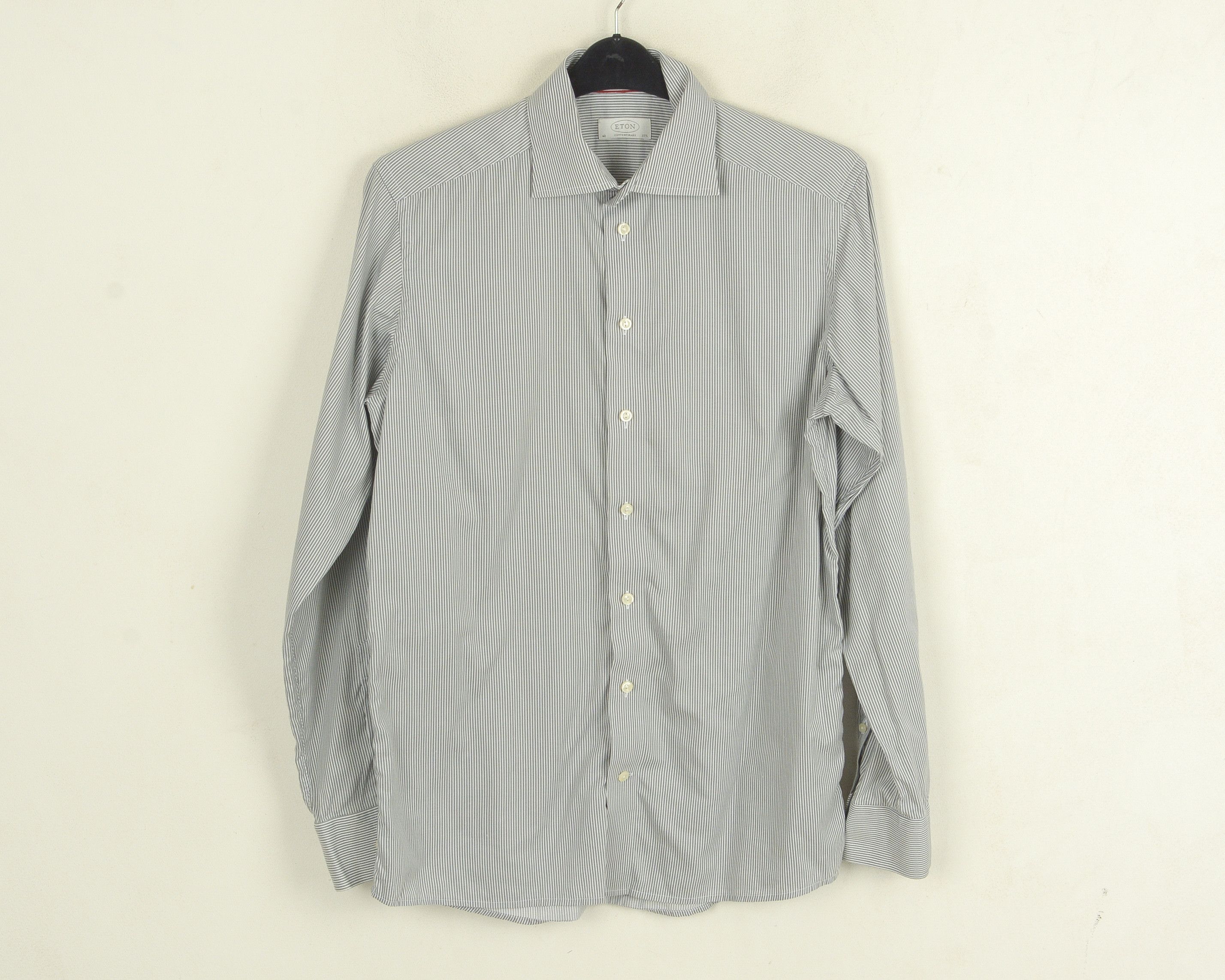 Eton Contemporary Men Cotton Shirt 15 3/4 Size 40 Grey Pinstriped Size US M / EU 48-50 / 2 - 1 Thumbnail