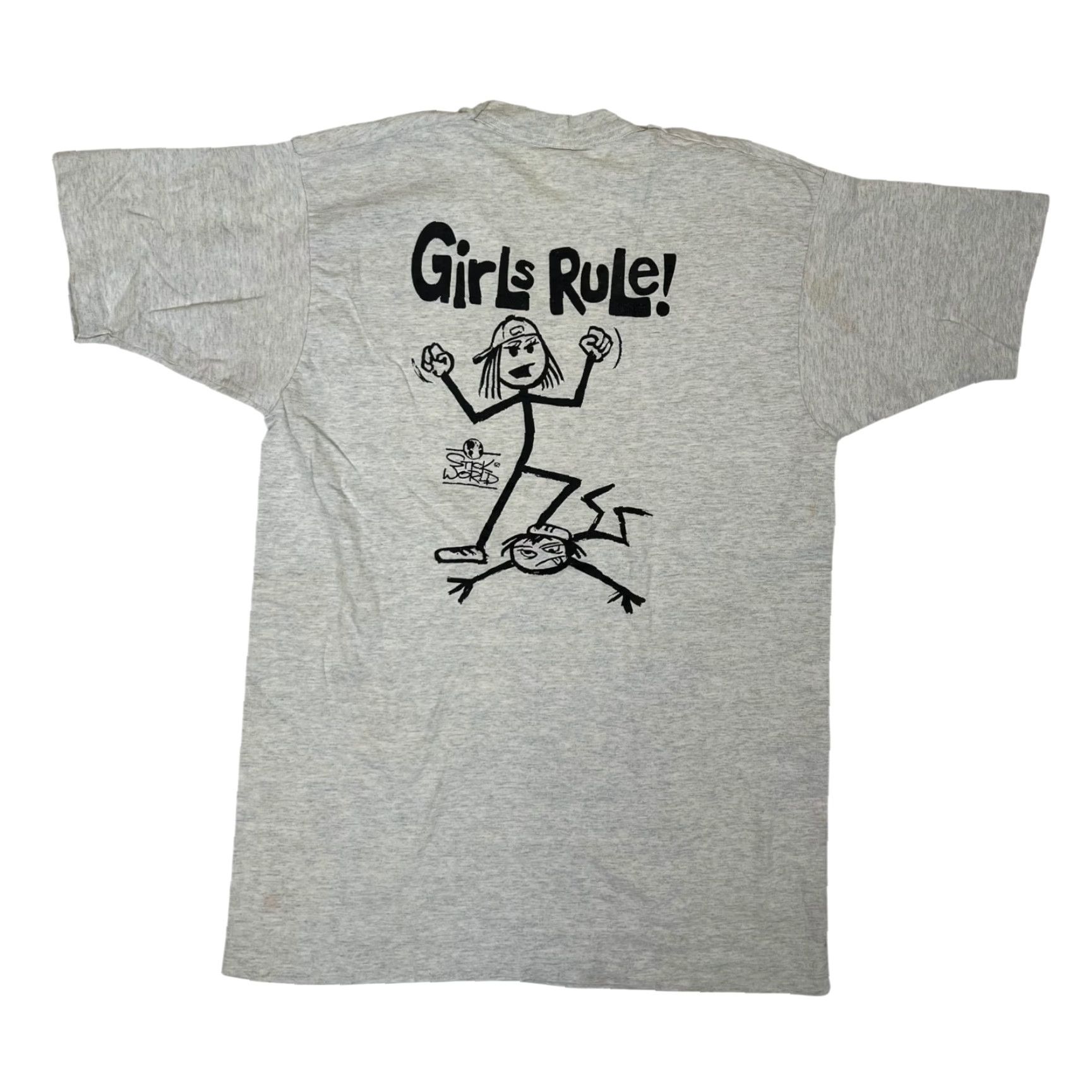 Vintage VINTAGE Stick World T-Shirt Gray Crew Neck Short Sleeve Women’s Girls? Size US L / EU 52-54 / 3 - 2 Thumbnail