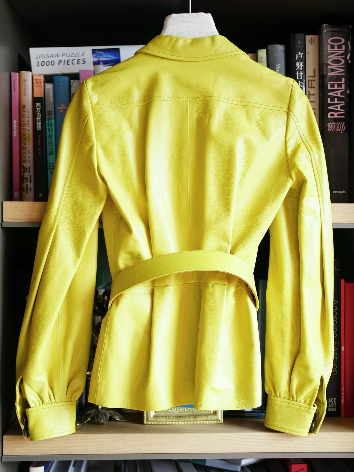 Gucci Gucci Yellow-Green LanternSleeve Leather Jacket XS/S (36) Size XS / US 0-2 / IT 36-38 - 3 Thumbnail