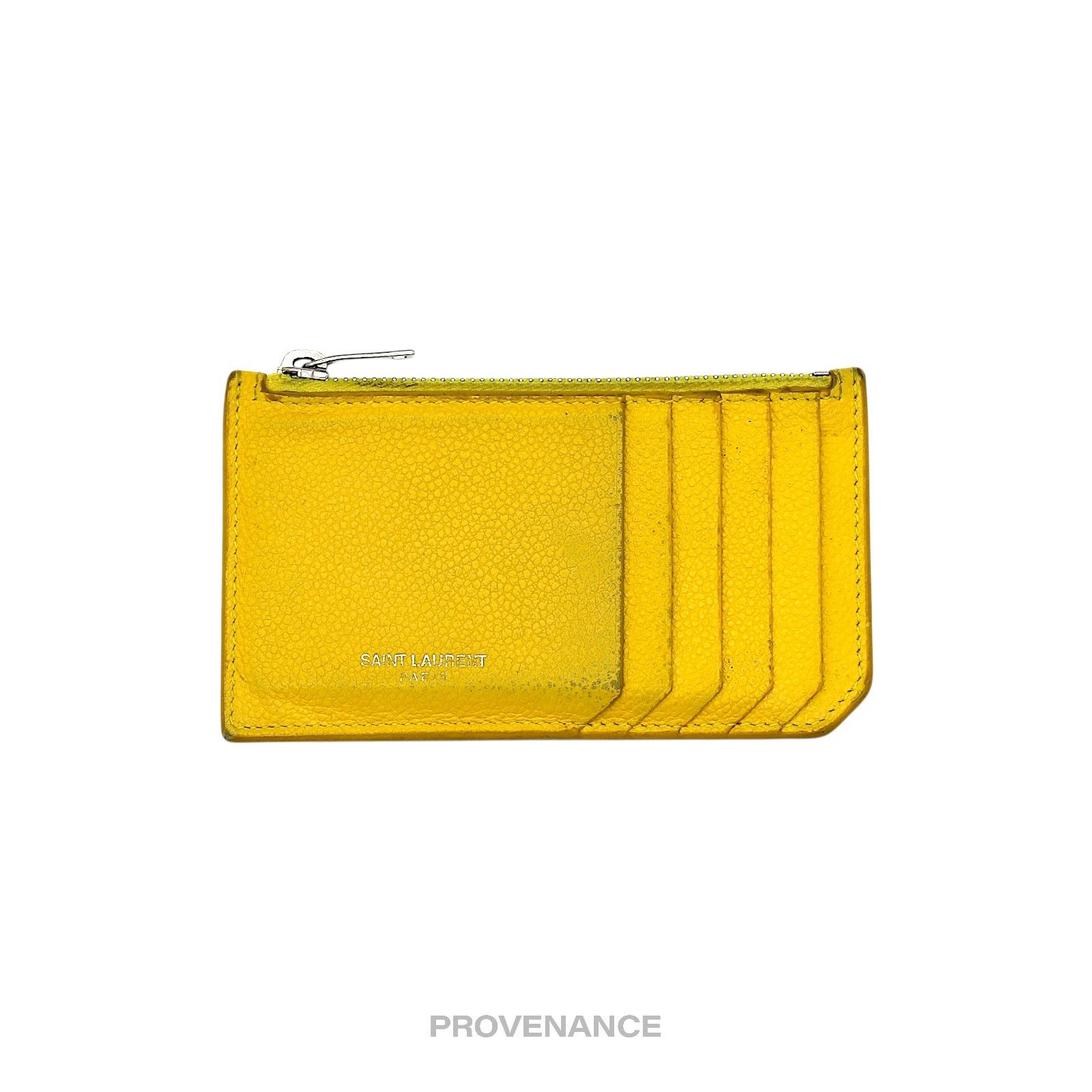 Saint Laurent Paris 🔴 Saint Laurent Paris SLP Fragment Zip Card Wallet - Yellow Size ONE SIZE - 1 Thumbnail