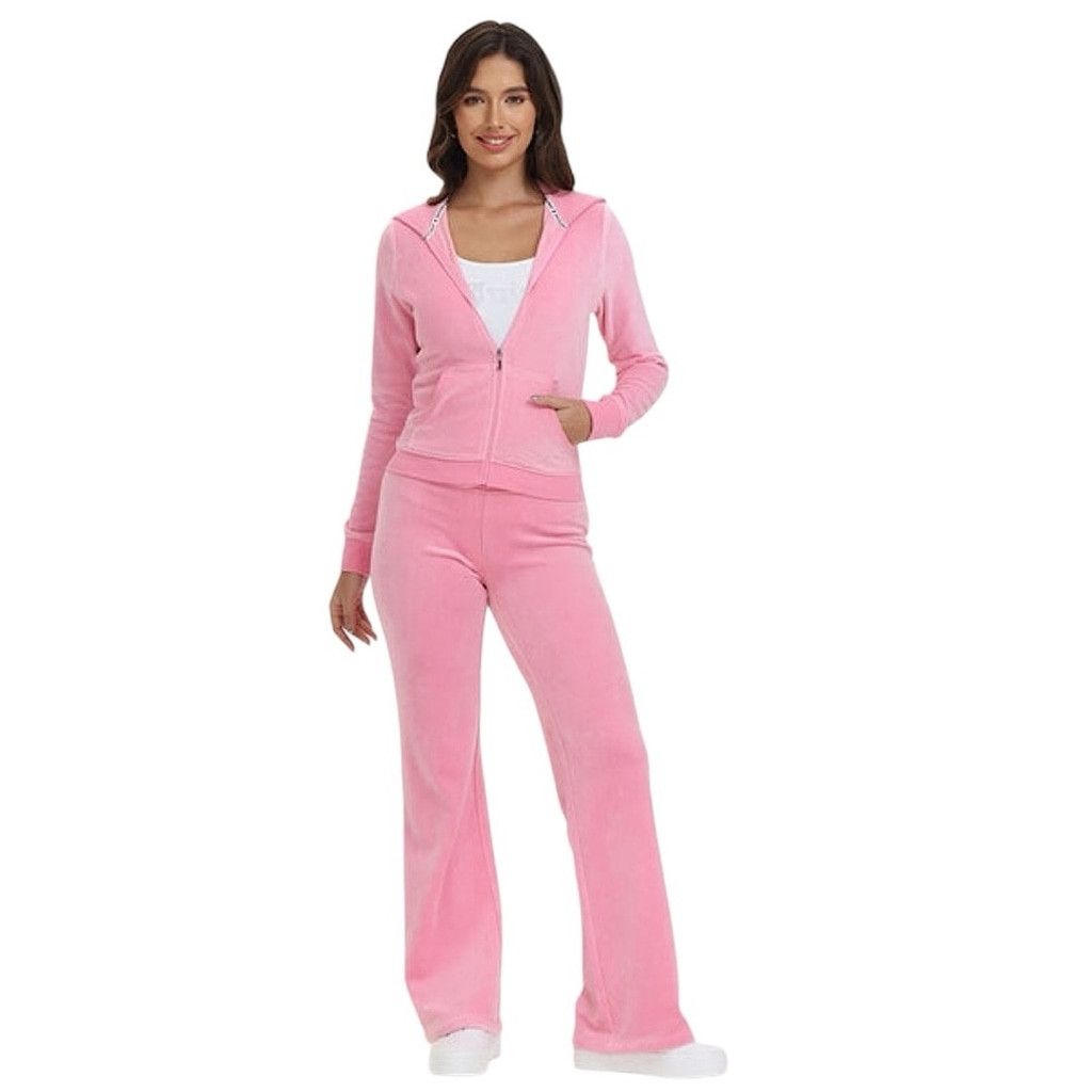 Juicy Couture JUICY COUTURE CLASSIC PINK VELOUR TRACK PANTS SZ M BNWOT Size 28" / US 6 / IT 42 - 1 Thumbnail