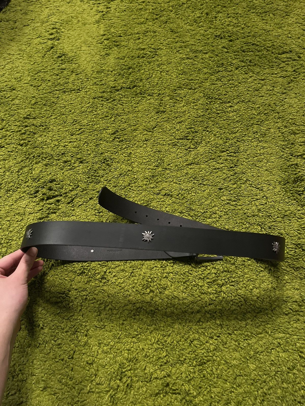 Cowboy Equipment × Genuine Leather × Vintage Western cowboy style real leather Edelweiss logo belt Size 38 - 6 Thumbnail