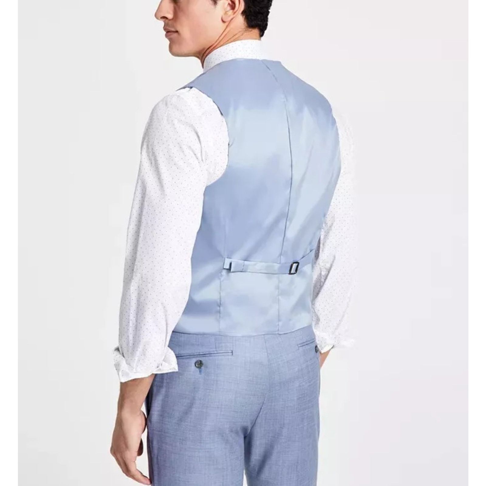 Calvin Klein Calvin Klein Men's Light Blue Wool Skinny Suit Vest Size XL Size 46R - 2 Thumbnail