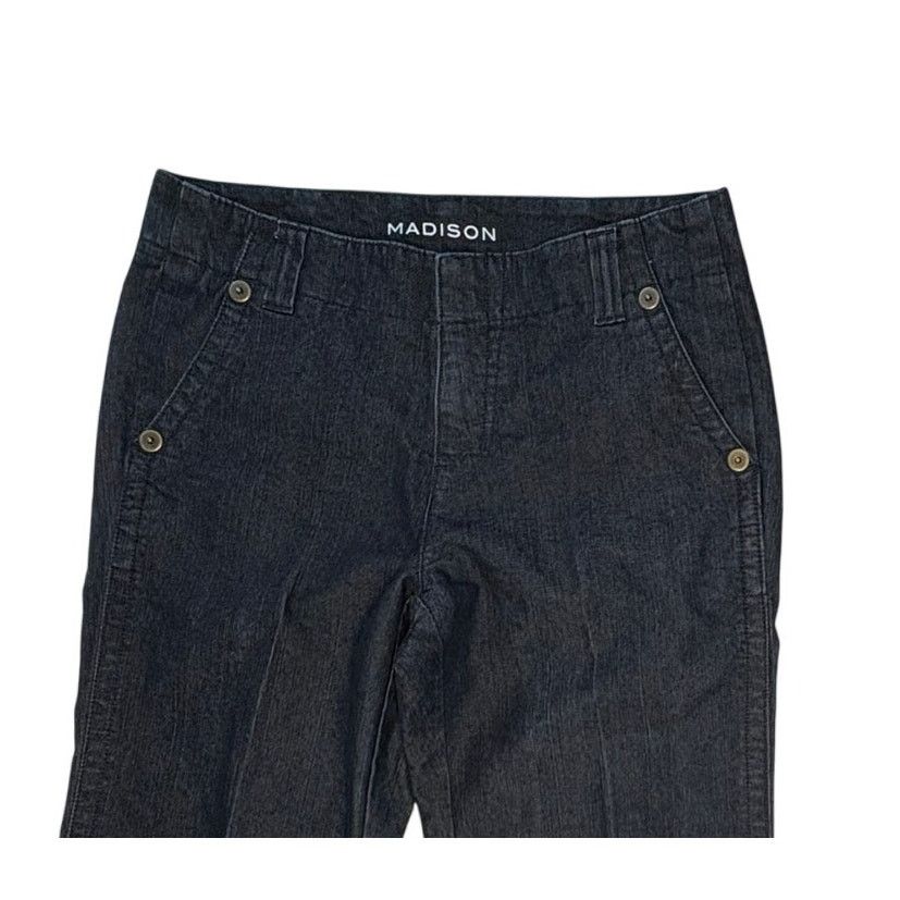 Madison Madison Stretch Wide Leg Large Studded Dark Blue Jeans 6 Size 28" / US 6 / IT 42 - 1 Thumbnail