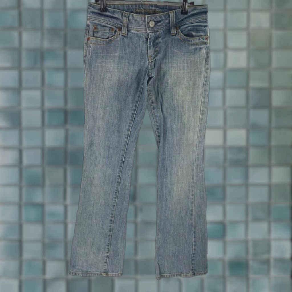 American Eagle Outfitters VINTAGE No — American Eagle Outfitters Women's Artist Flare Jeans Blue Stretch 0 R 28X31 Size 25" / US 0 / IT 36 - 1 Thumbnail