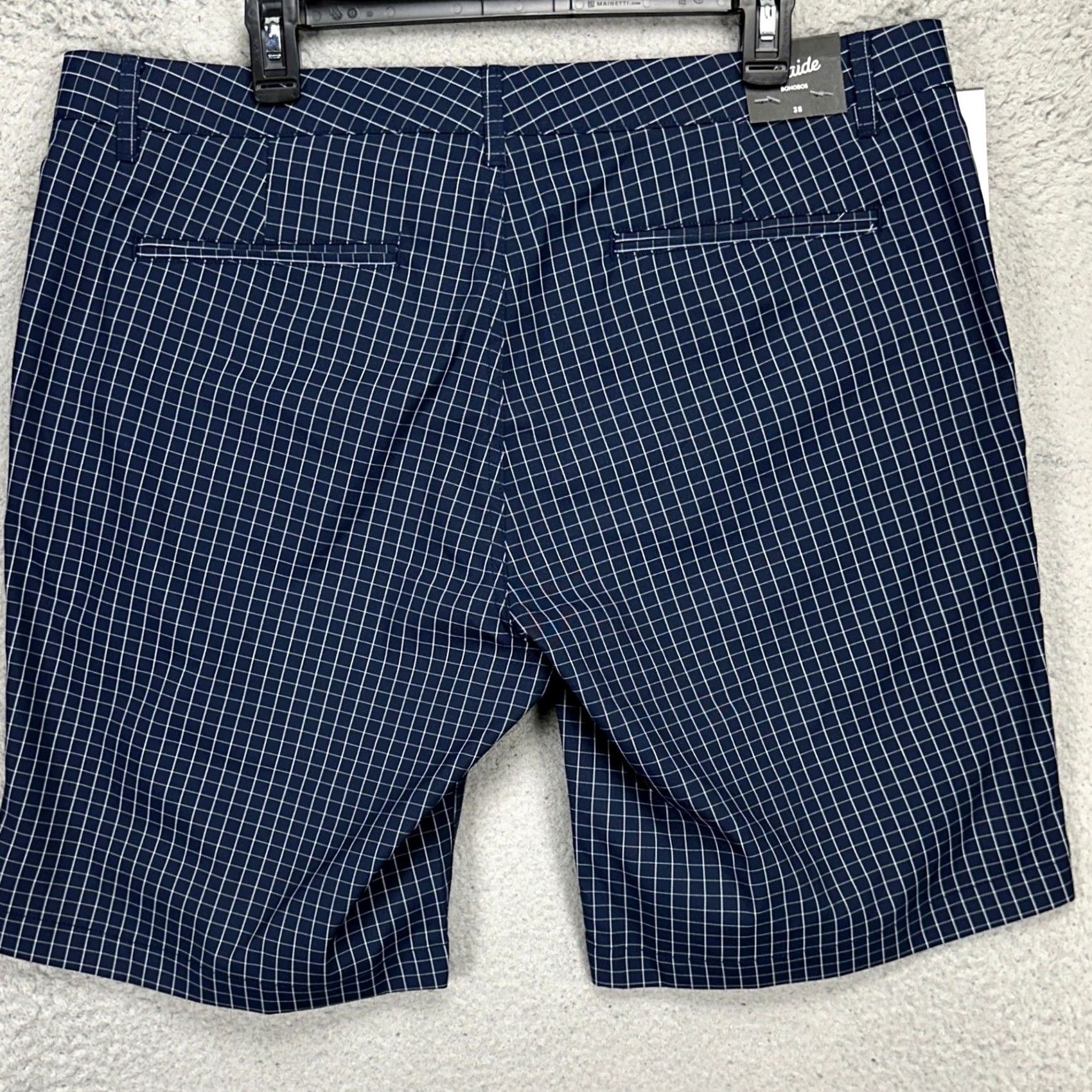 Bonobos Bonobos Maide Mens Chino Golf Shorts 38 Blue White Plaid Flat Front Casual NEW Size US 38 / EU 54 - 2 Thumbnail
