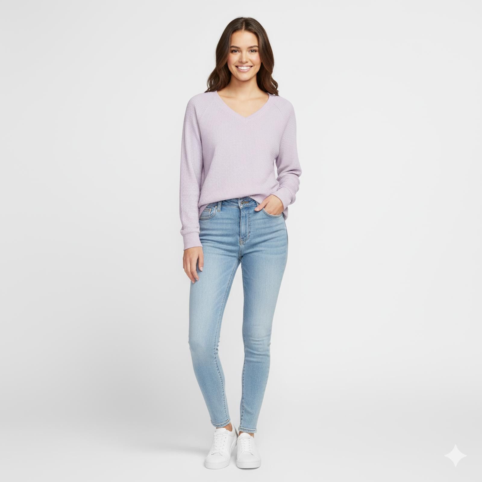 Unknown London Cozy V-Neck Lightweight Sweater for Women Size ONE SIZE - 1 Thumbnail