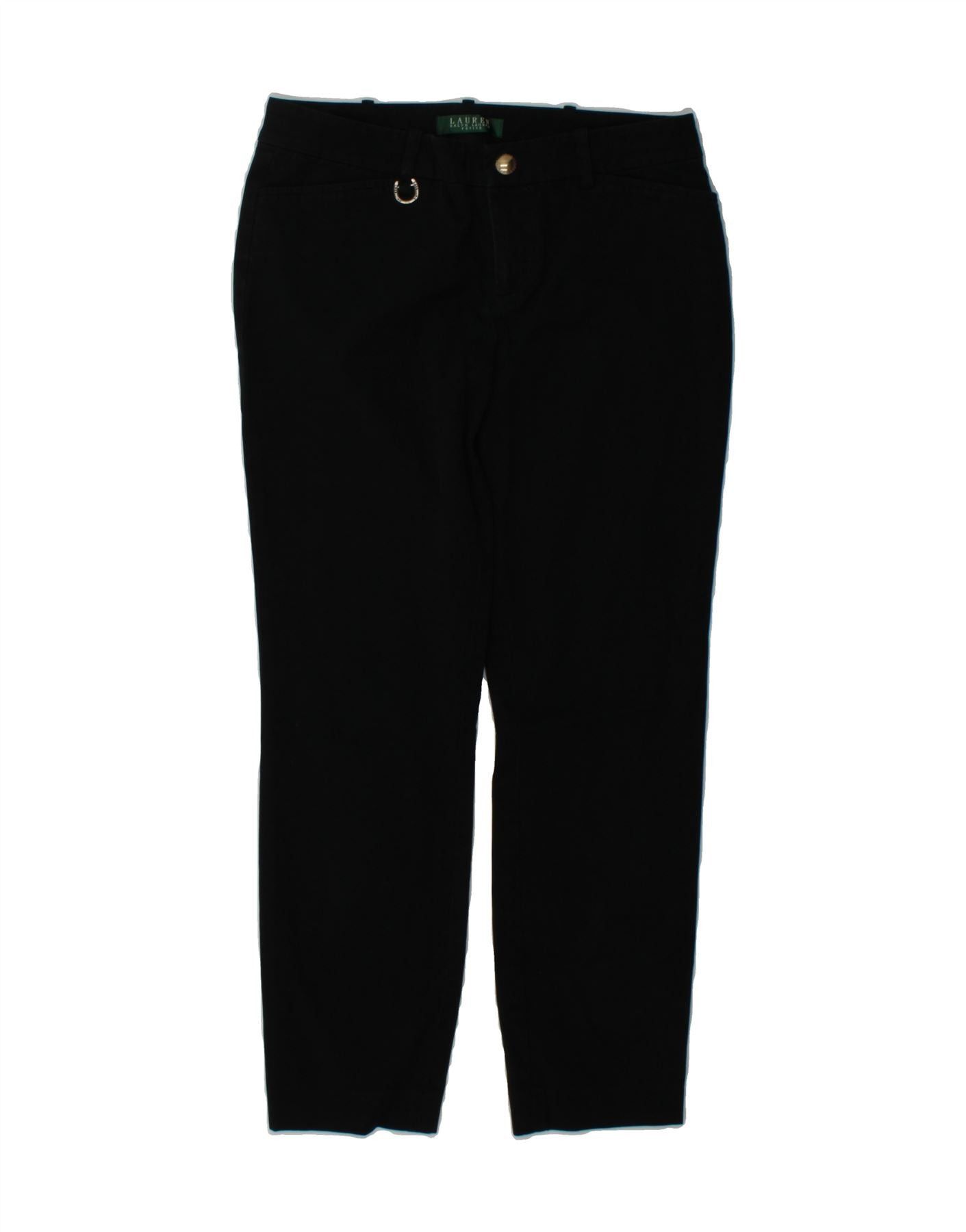 Ralph Lauren Womens Slim Casual Trousers US 4 Small W30 L26 Black Cotton Size 25" / US 0 / IT 36 - 1 Thumbnail