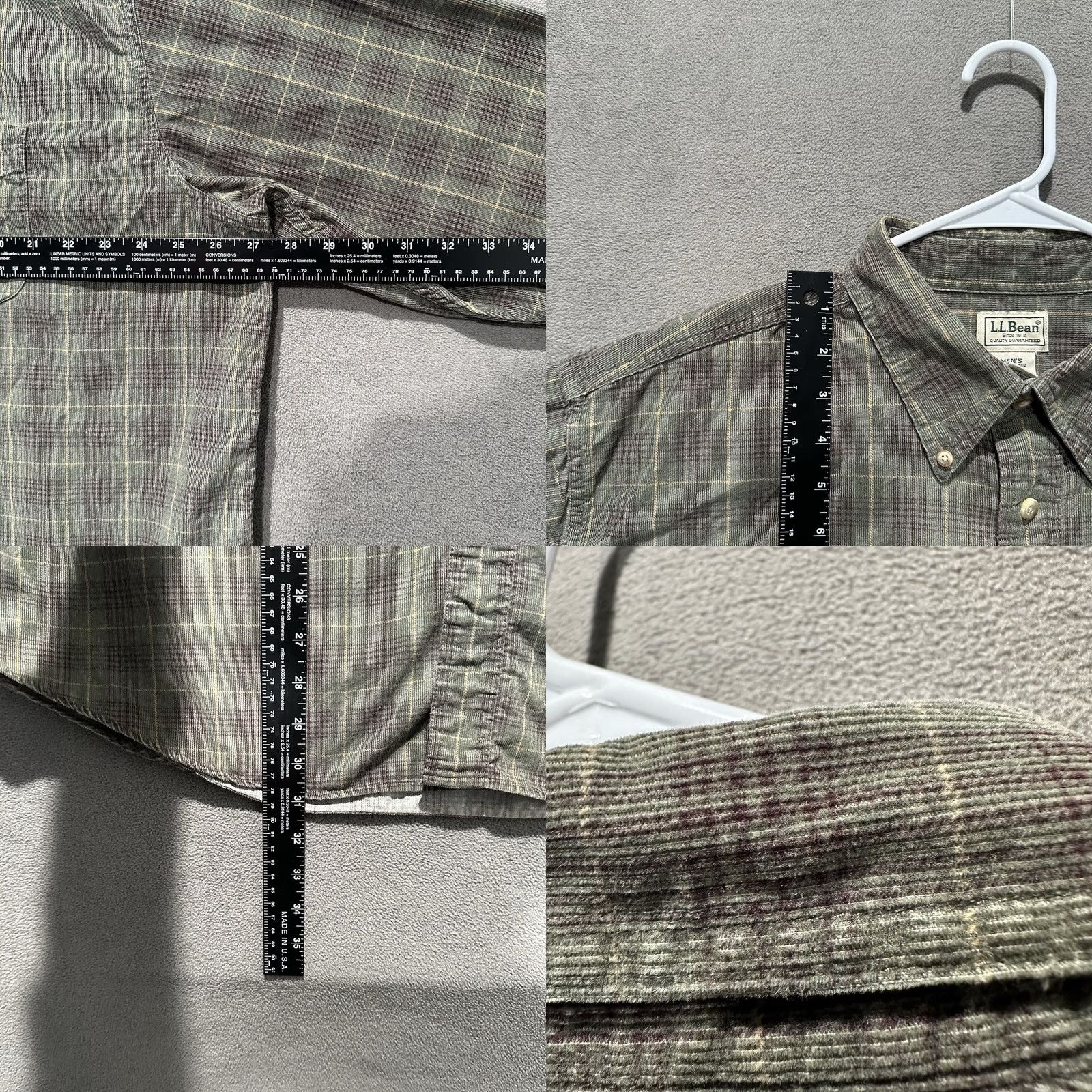Vintage VINTAGE L.L. Bean Shirt Mens XL Green Plaid Corduroy Button-Down Long Sleeve EUC Size US XL / EU 56 / 4 - 8 Thumbnail