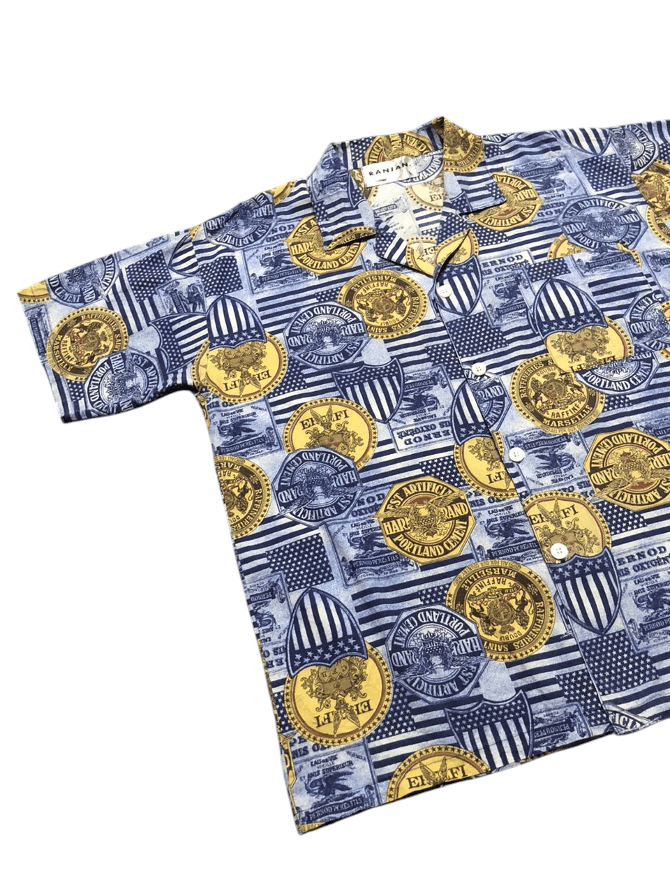 Japanese Brand 80s-90s Vintage Ranian All Over Print Open Collar Shirt Rare Size US L / EU 52-54 / 3 - 7 Thumbnail