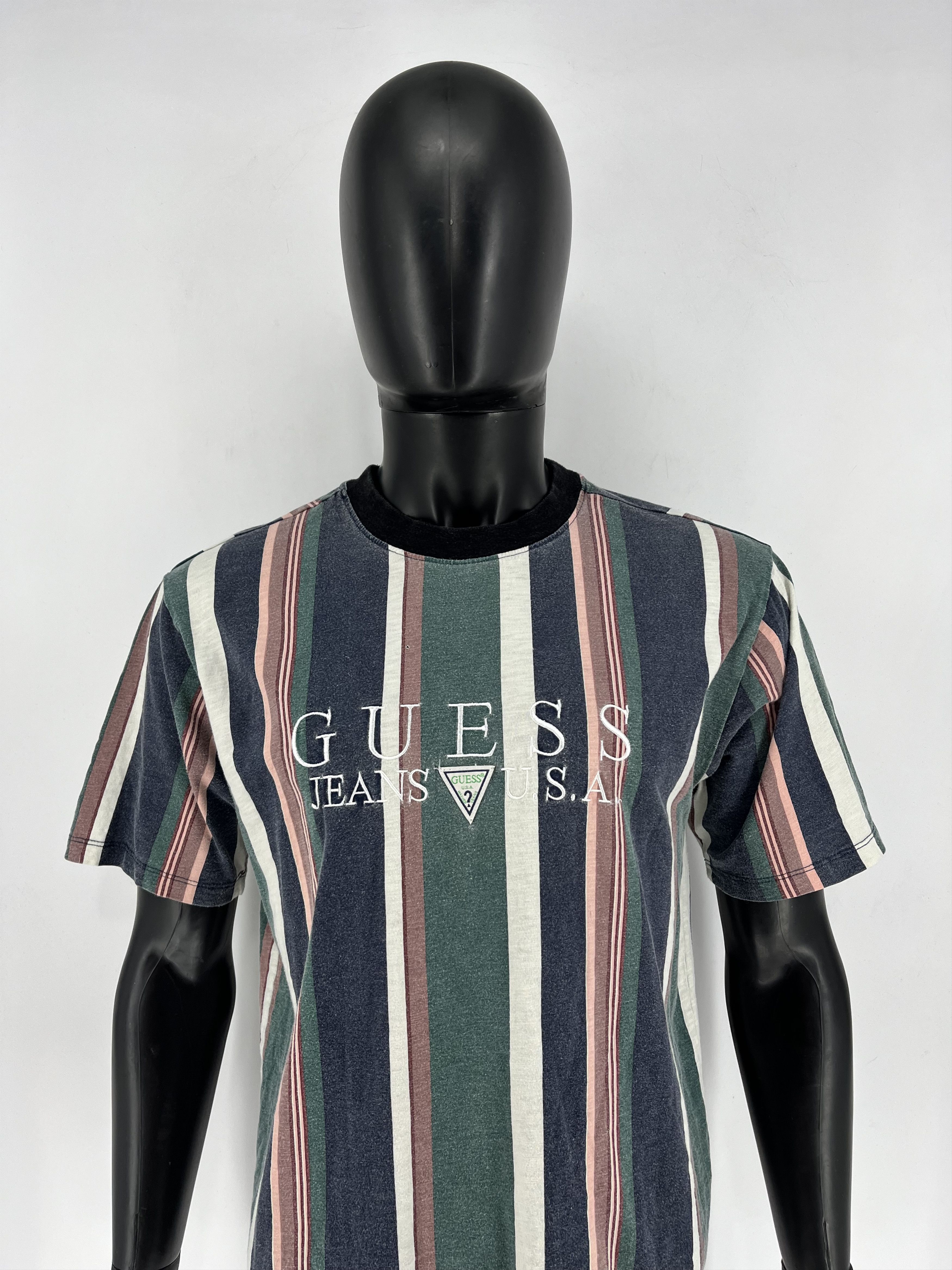 Guess × Vintage Vintage OG Guess Jeans USA Stripes Style Logo Shirt Size US S / EU 44-46 / 1 - 1 Thumbnail