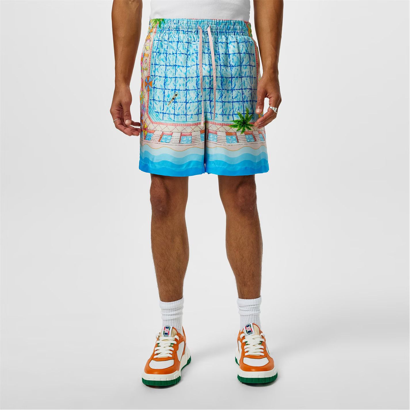 Casablanca os11x0725 The Dive Graphic Silk Shorts in Multicolor Size US 30 / EU 46 - 3 Thumbnail