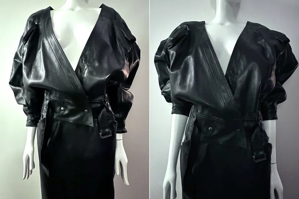 Claude Montana CLAUDE MONTANA POUR IDEAL CUIR Iconic Leather Coat Skirt Set Size M / US 6-8 / IT 42-44 - 13 Thumbnail