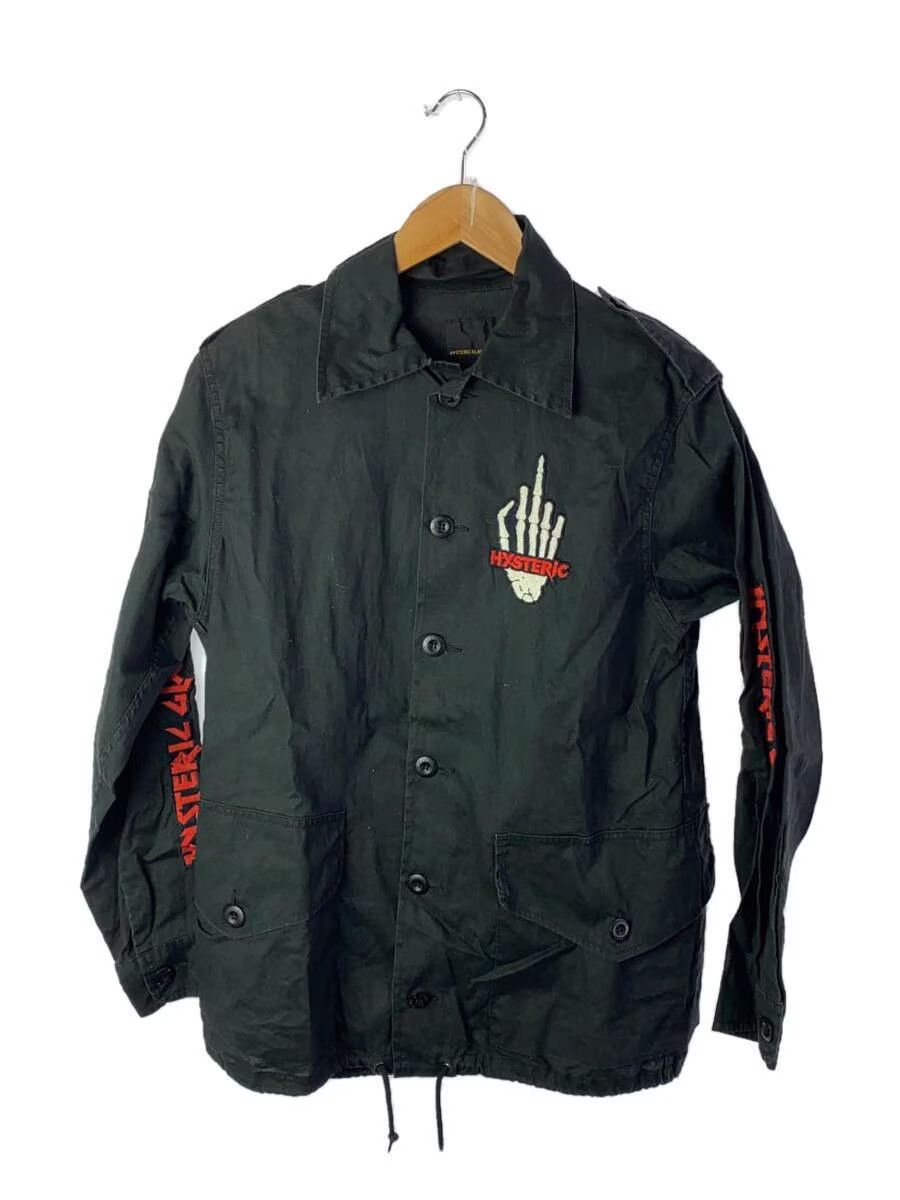 image of Hysteric Glamour Skeleton Middle Finger Button Shirt in Black, Men's (Size Small)
