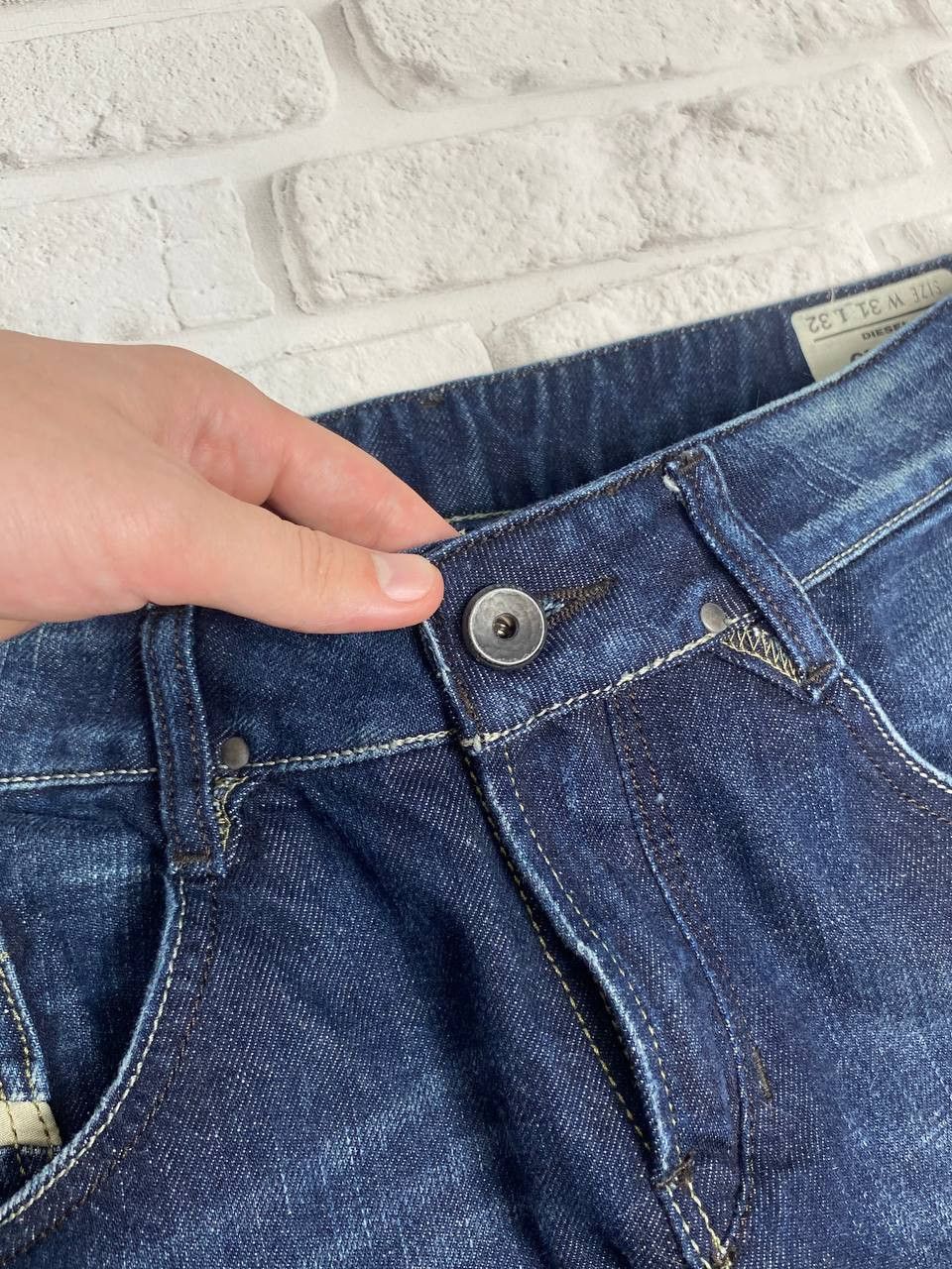 Diesel NEW Diesel Jeans Mens Washed Slim Tapered Zipper Pockets Y2K Size US 31 - 14 Thumbnail