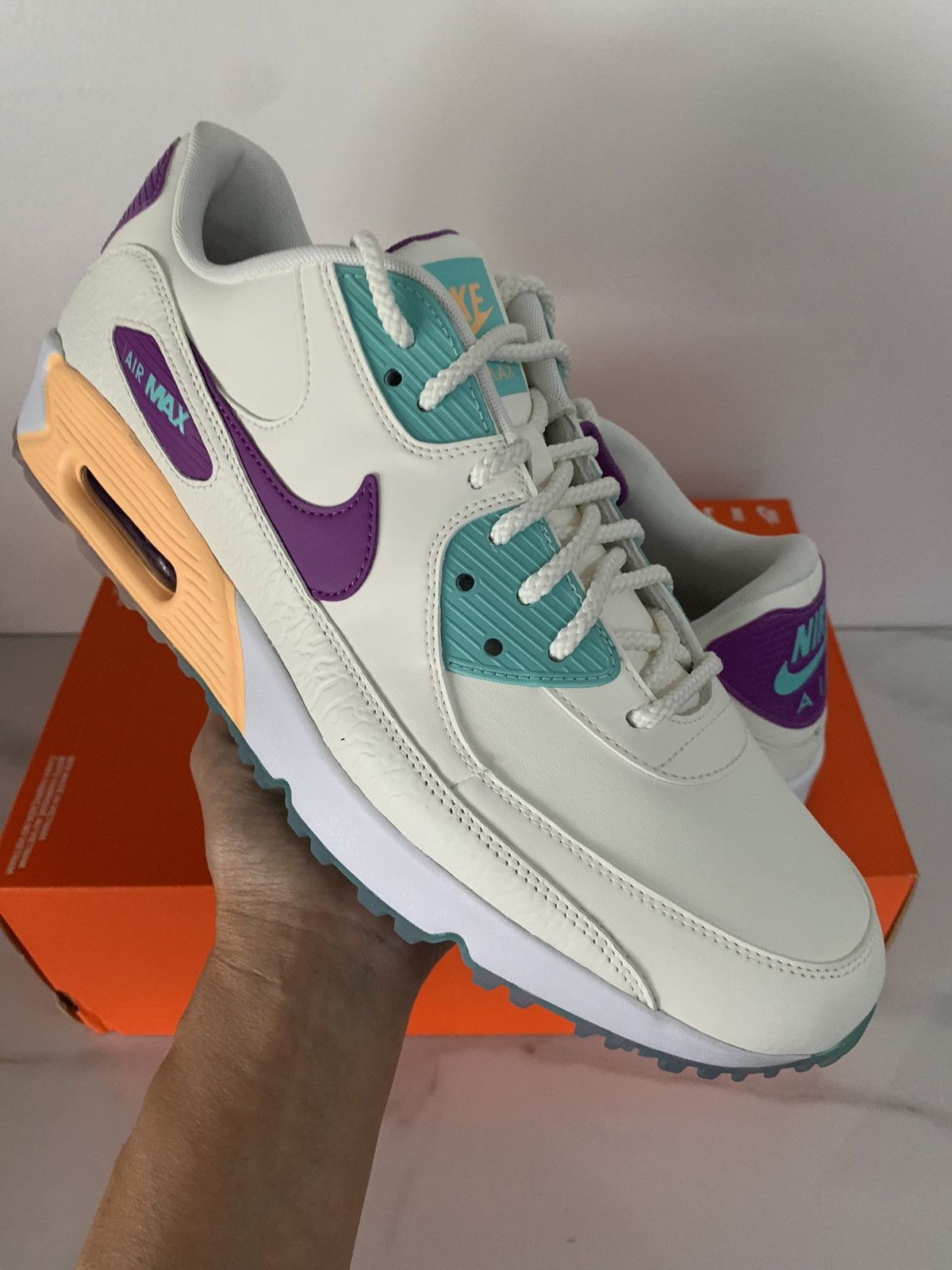 image of Nike Air Max 90 G Nrg U21 Torrey Pines Shoes in White/Purple, Men's (Size 13)