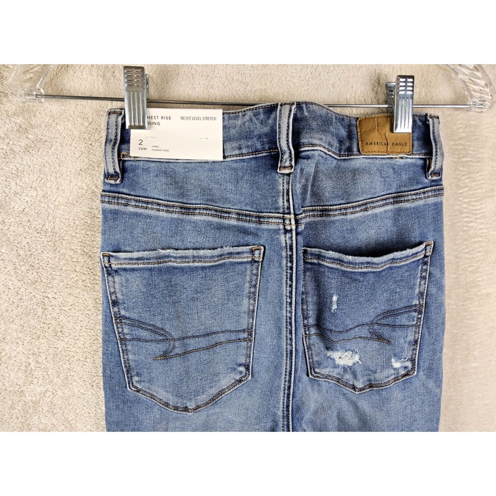 American Eagle Outfitters American Eagle Outfitters Women's Highest Rise Denim Jegging Size 2/26 Long Slim Blue Jeans 31in Inseam Regular Rise High Size 26" / US 2 / IT 38 - 4 Thumbnail
