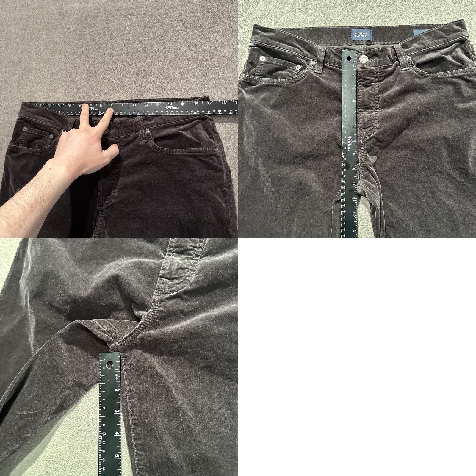 Citizens Of Humanity Citizens of Humanity London Pants Mens 33 Gray Velvet Stretch 5-Pocket Flat Front Regular Inseam 30" Charcoal Gray Men’s Dress Pants Size US 33 - 8 Thumbnail
