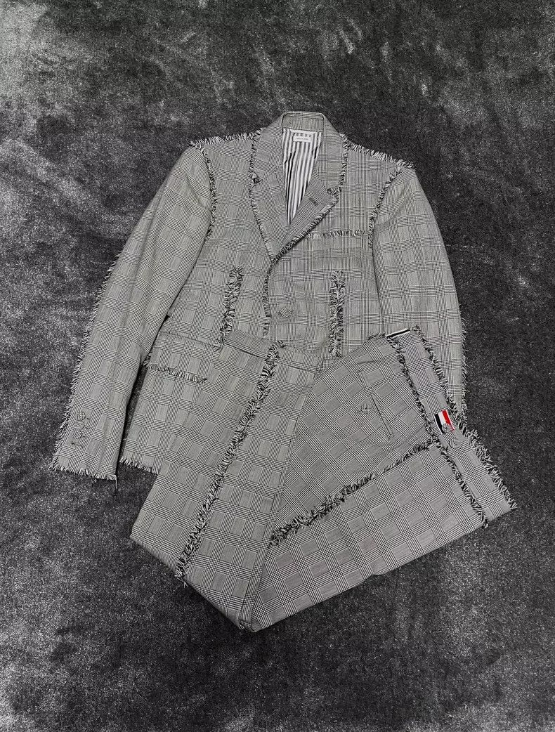 Thom Browne size1 Gray and grey striped woolen jacket suit