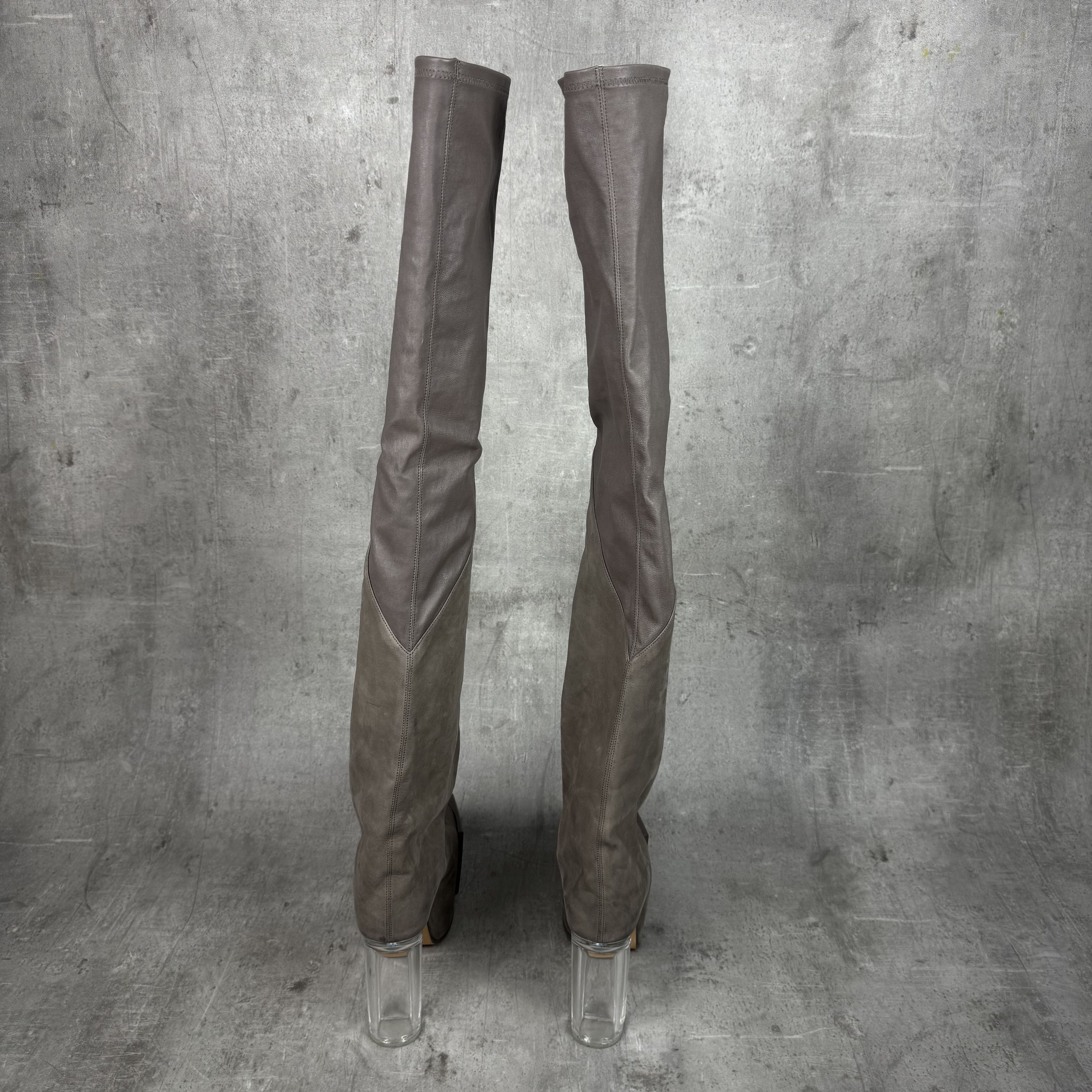 Rick Owens RICK OWENS Oblique Thigh High Kiss Heels Grill Beveled Boots Size US 6 / EU 39 - 5 Thumbnail