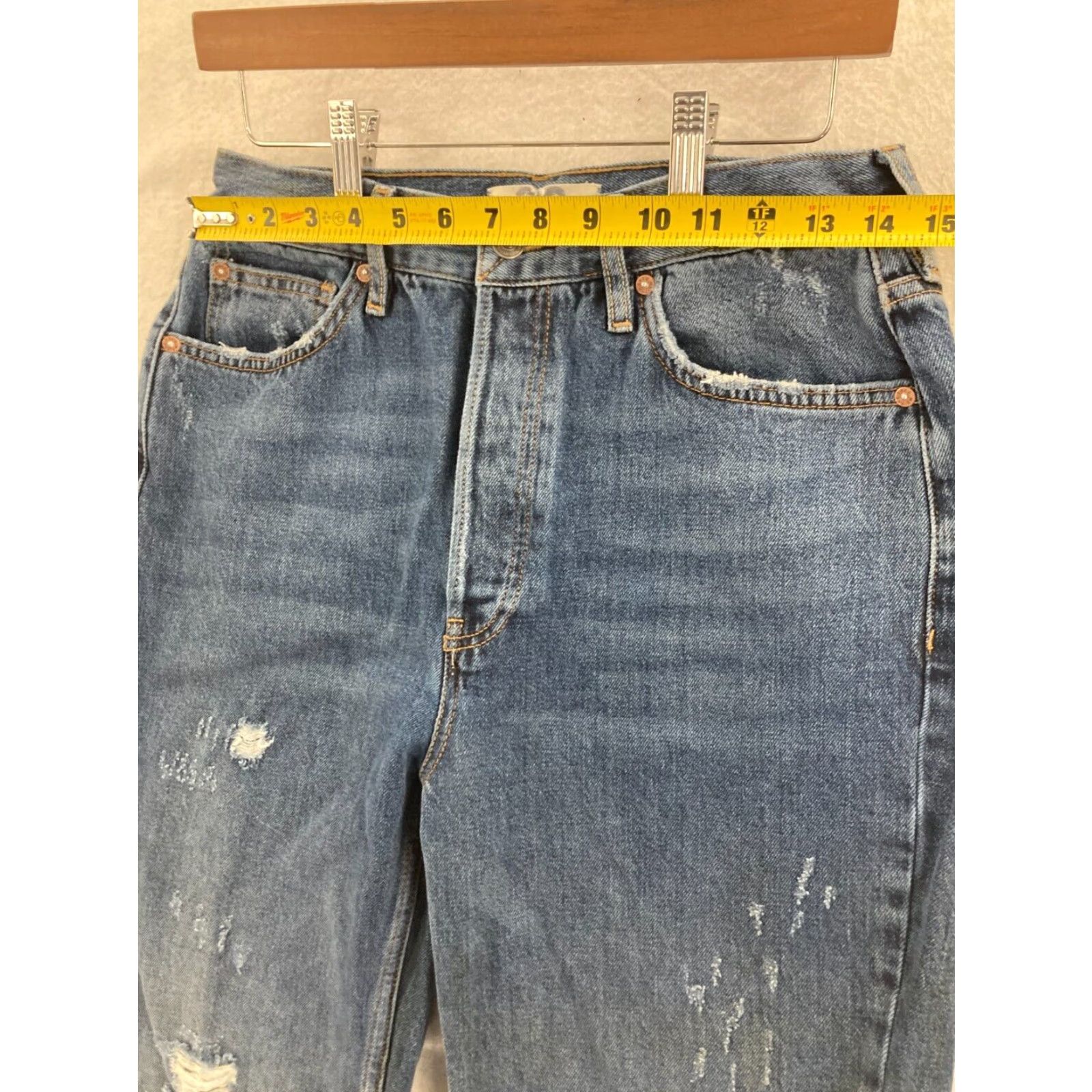 Vintage We The Free Blue Distressed Ripped Knee Women's Straight Leg Jeans Size 28 Size 28" / US 6 / IT 42 - 2 Thumbnail