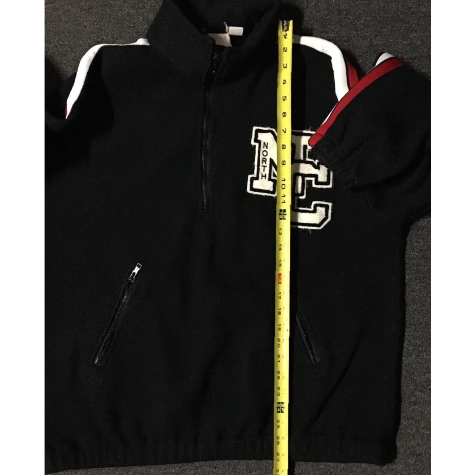 Vintage VINTAGE North Football Varsity 1/4 Zip Fleece Jacket XL USA Black Letterman 80s 90s Grunge School Sports Football Baseball Basketball Size US XL / EU 56 / 4 - 7 Thumbnail