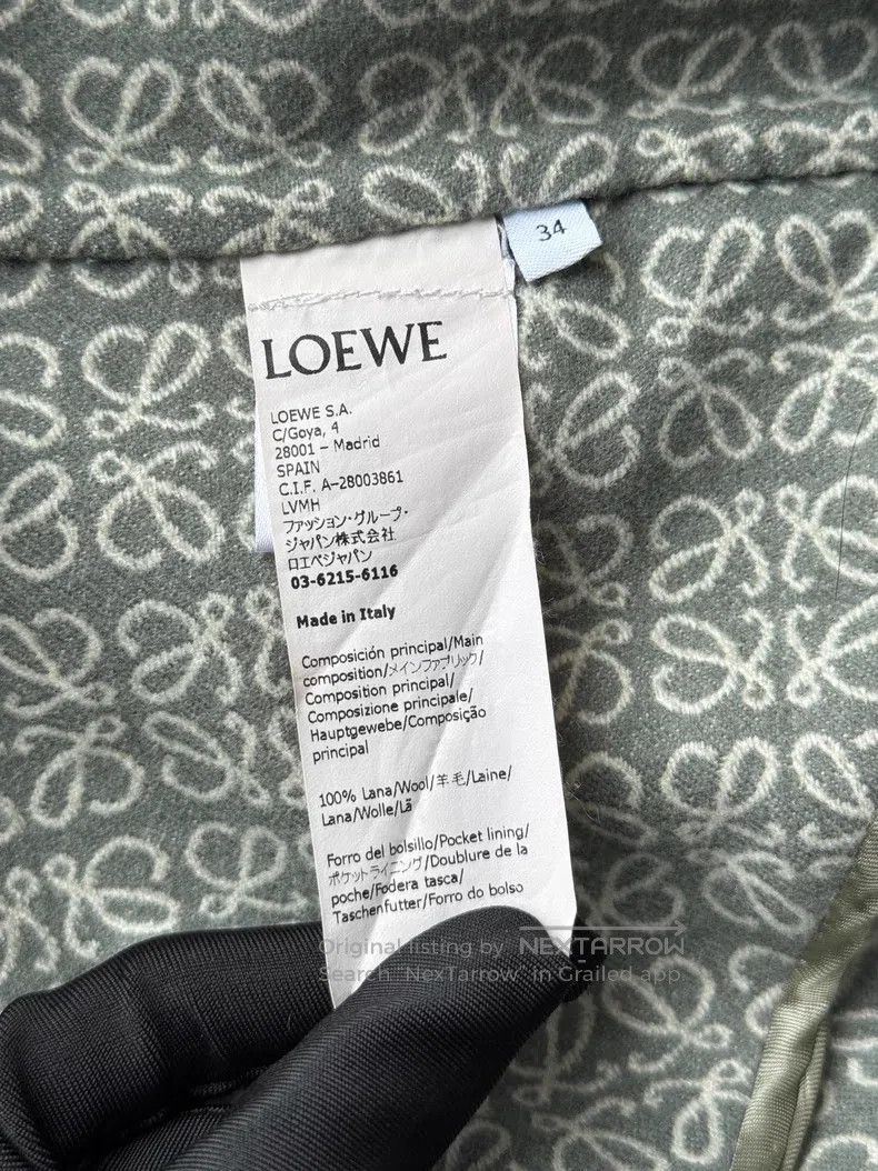 Loewe Loewe Gray-green printed wool coat Size XXS / US 00 / IT 34 - 5 Thumbnail