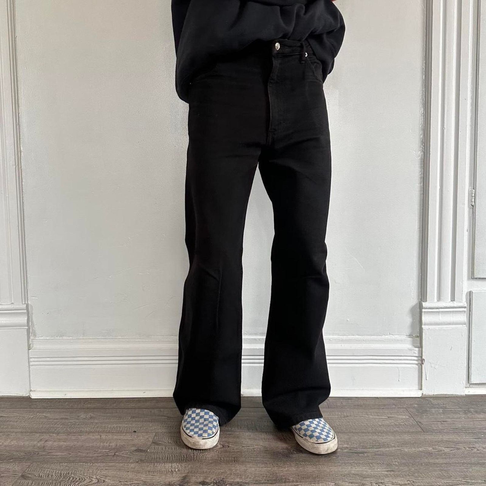 Eckhaus Latta Black Designer Eckhaus Latta Denim Wide Leg Flare Jeans Pant Size US 29 - 2 Thumbnail