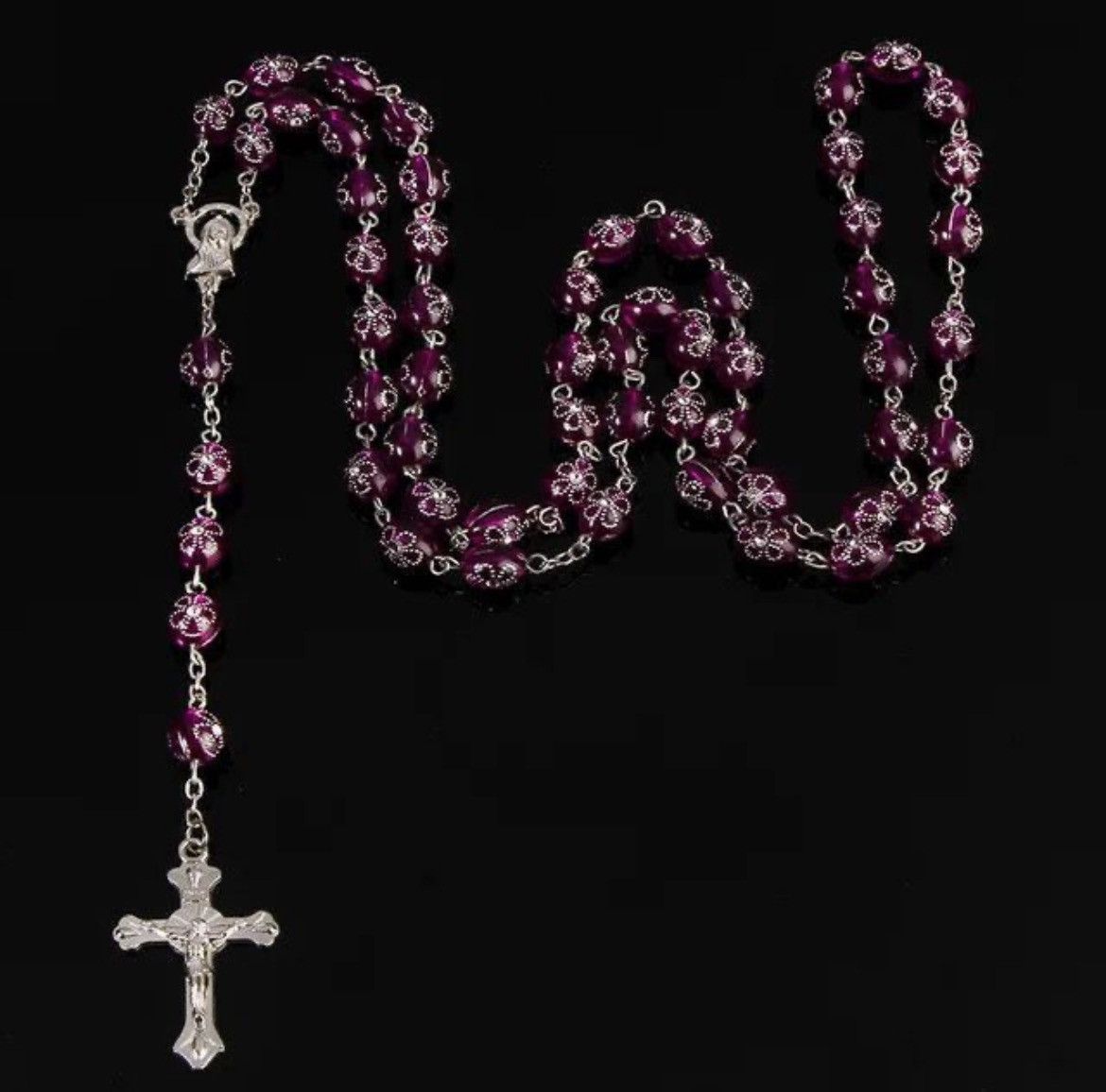 Jewelry × Vintage Victoria Pearl Imitation Purple Crystal Beads Necklace Size ONE SIZE - 3 Thumbnail