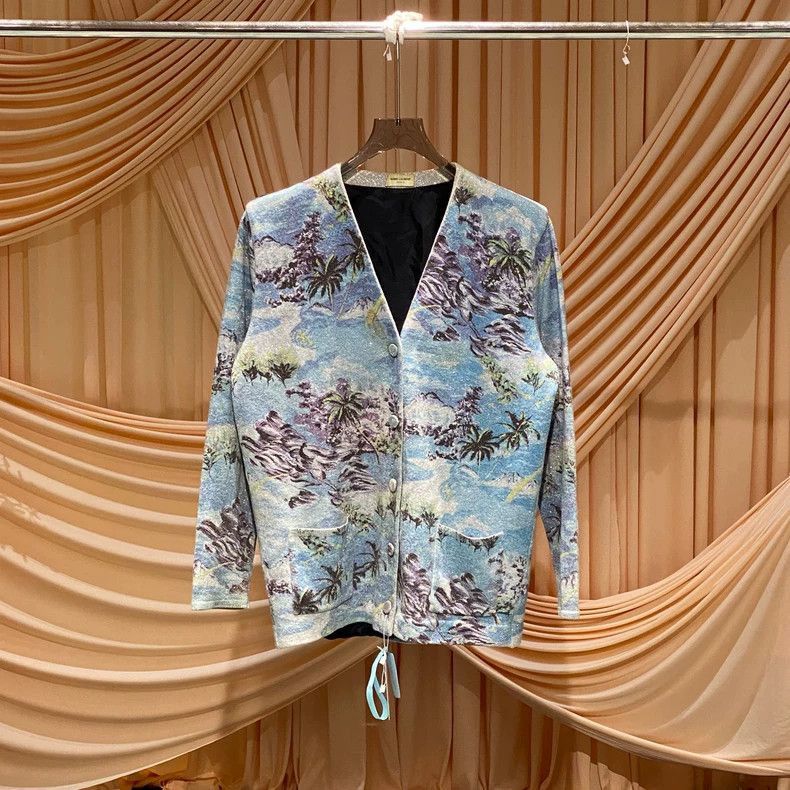 Saint Laurent Paris Saint Laurent Scenic Wave Knit Cardigan- Size US XS / EU 42 / 0 - 1 Thumbnail