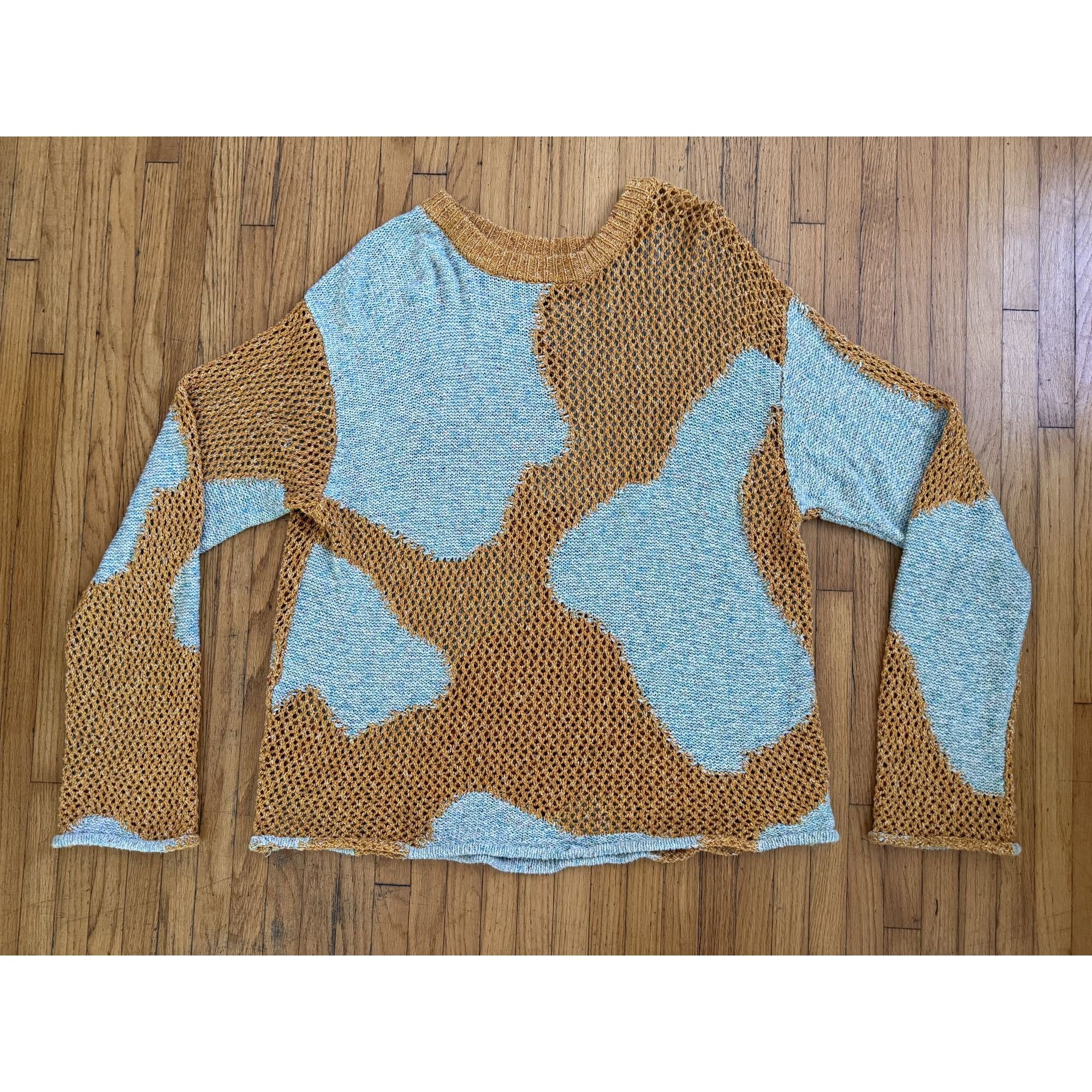 The Elder Statesman The Elder Statesman Patchwork Cotton Net Sweater – Hand-Croc Size US M / EU 48-50 / 2 - 1 Thumbnail
